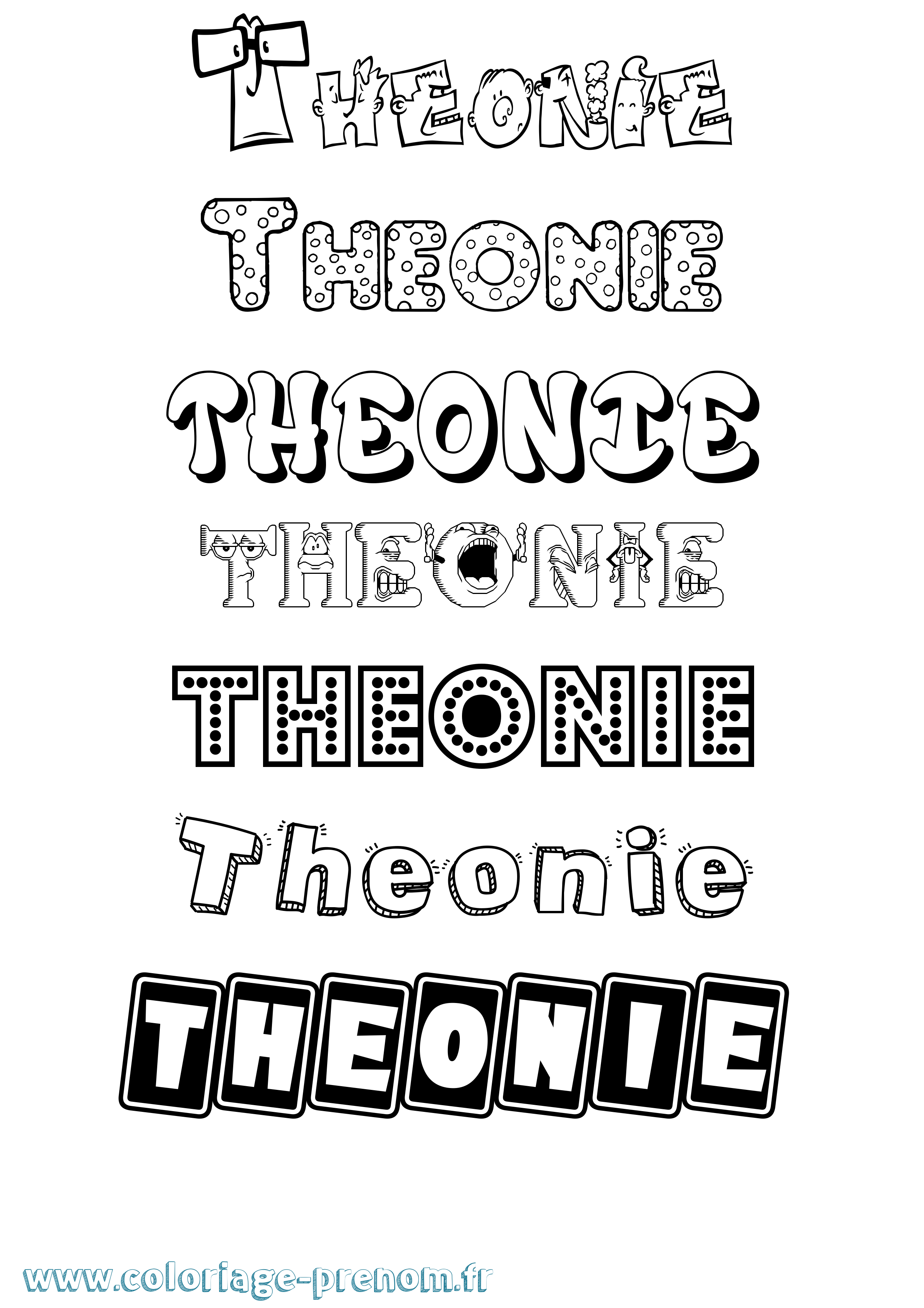 Coloriage prénom Theonie Fun