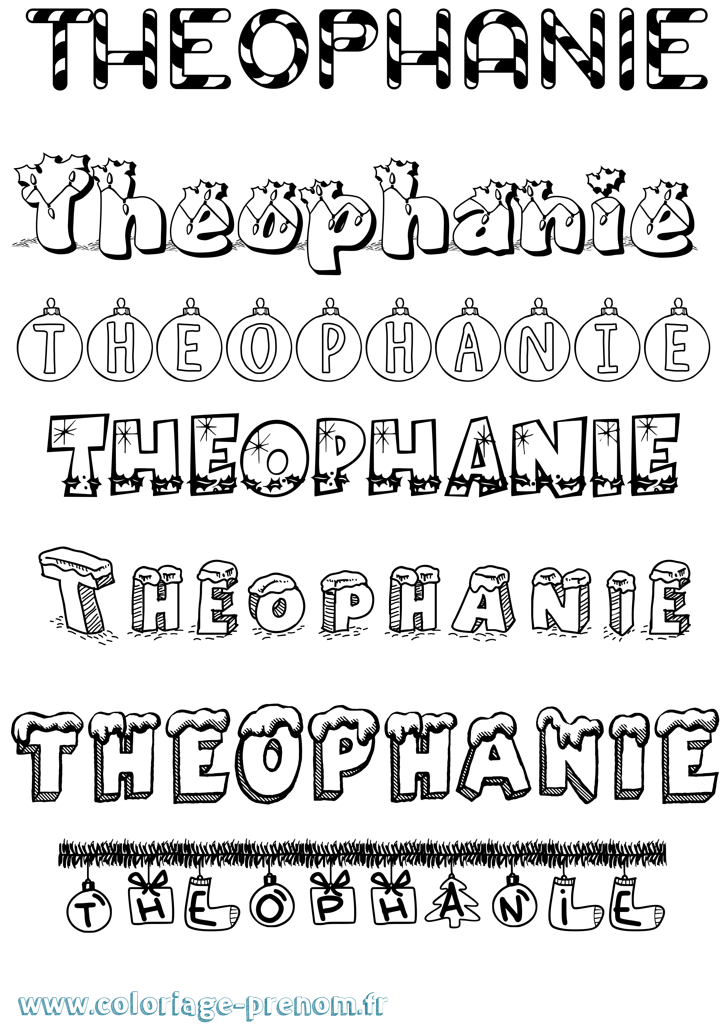 Coloriage prénom Theophanie Noël