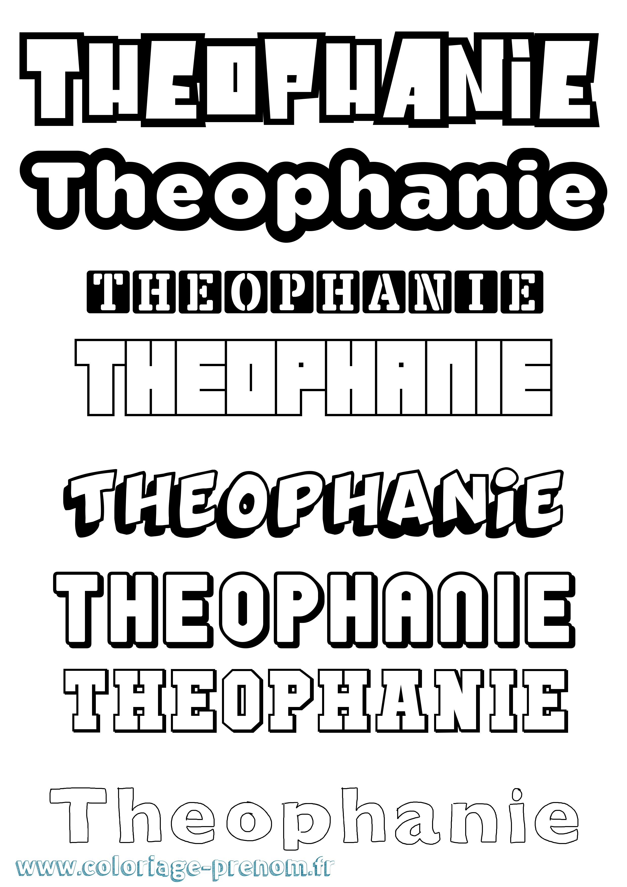 Coloriage prénom Theophanie Simple