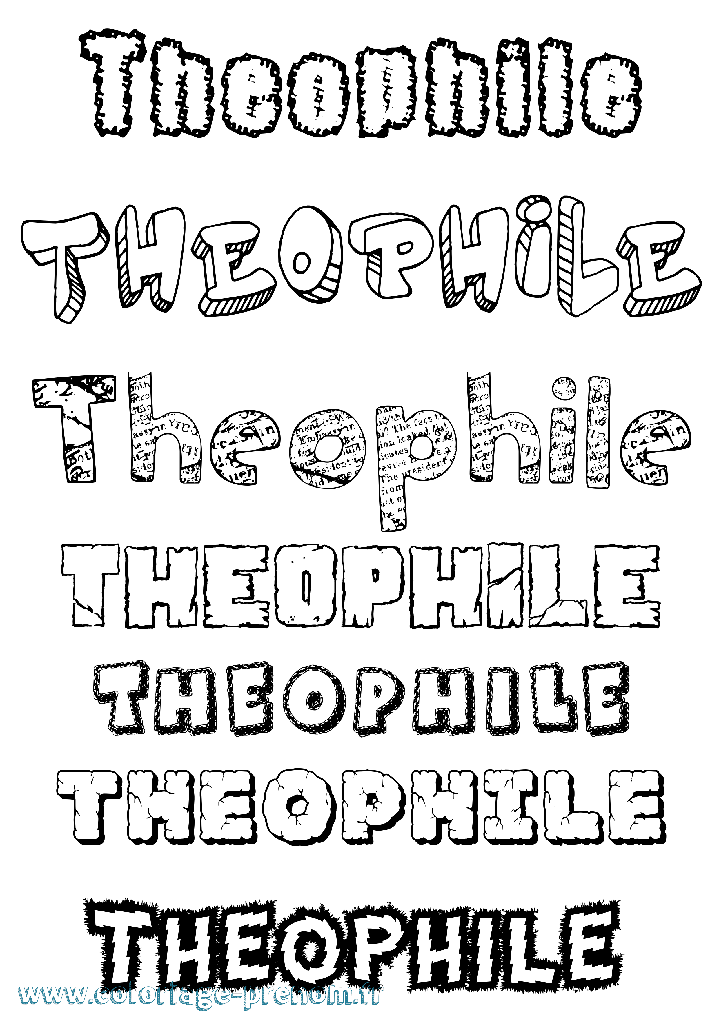 Coloriage Theophile Coloriage prénom Theophile