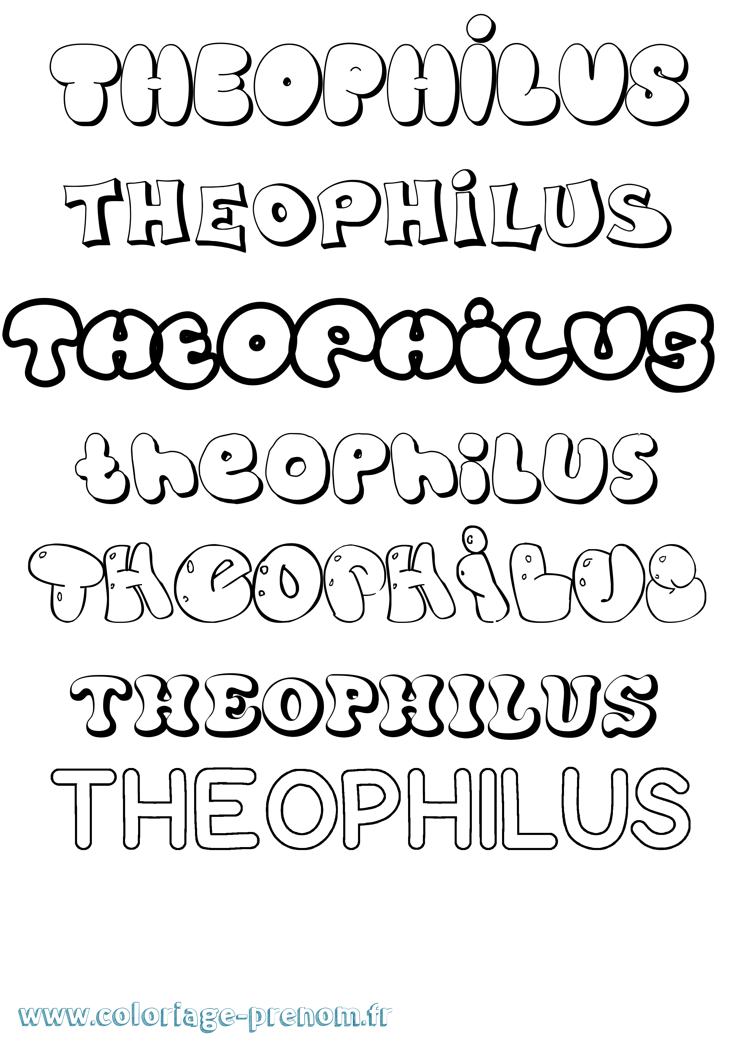 Coloriage Theophilus Bubble Coloriage prénom Theophilus Bubble