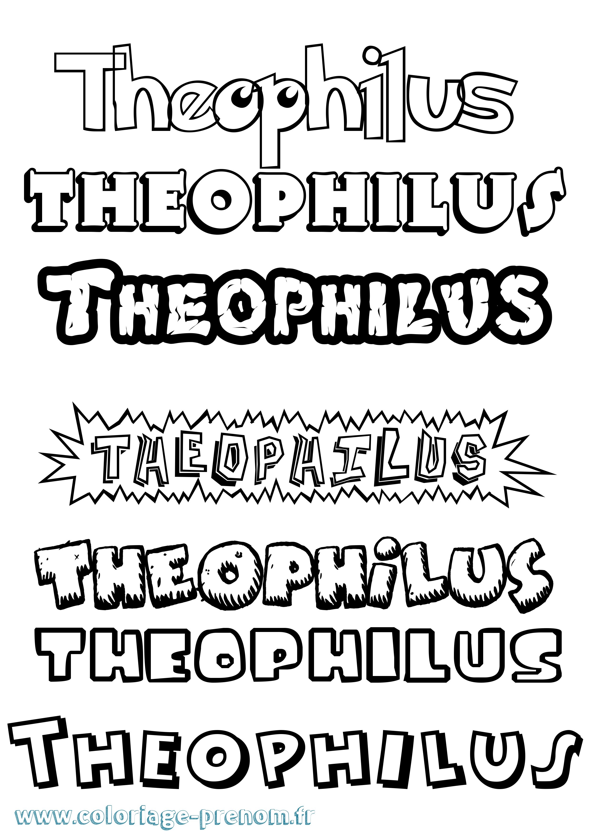 Coloriage Theophilus Dessin Animé Coloriage prénom Theophilus Dessin Animé