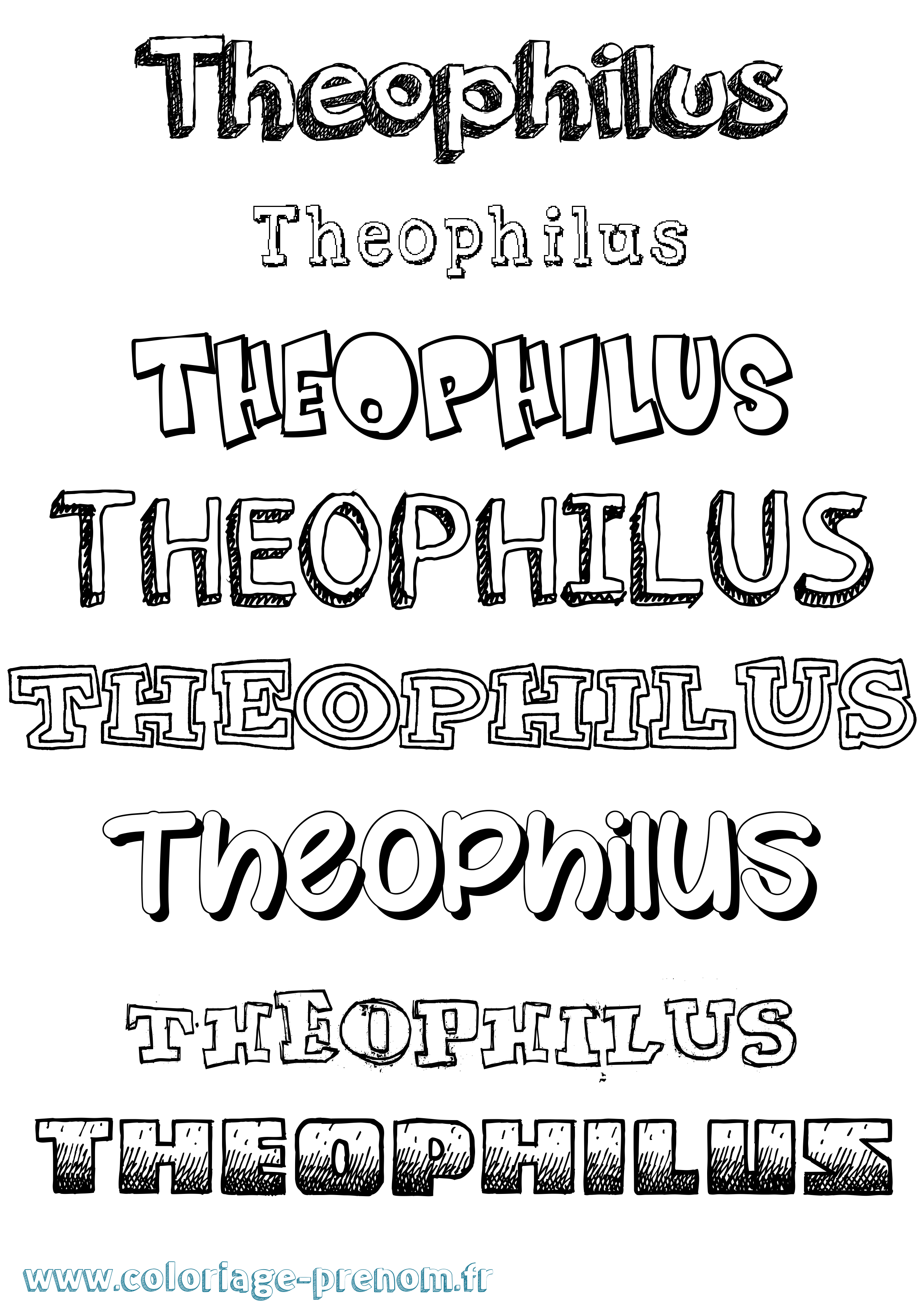 Coloriage Theophilus Dessiné Coloriage prénom Theophilus Dessiné