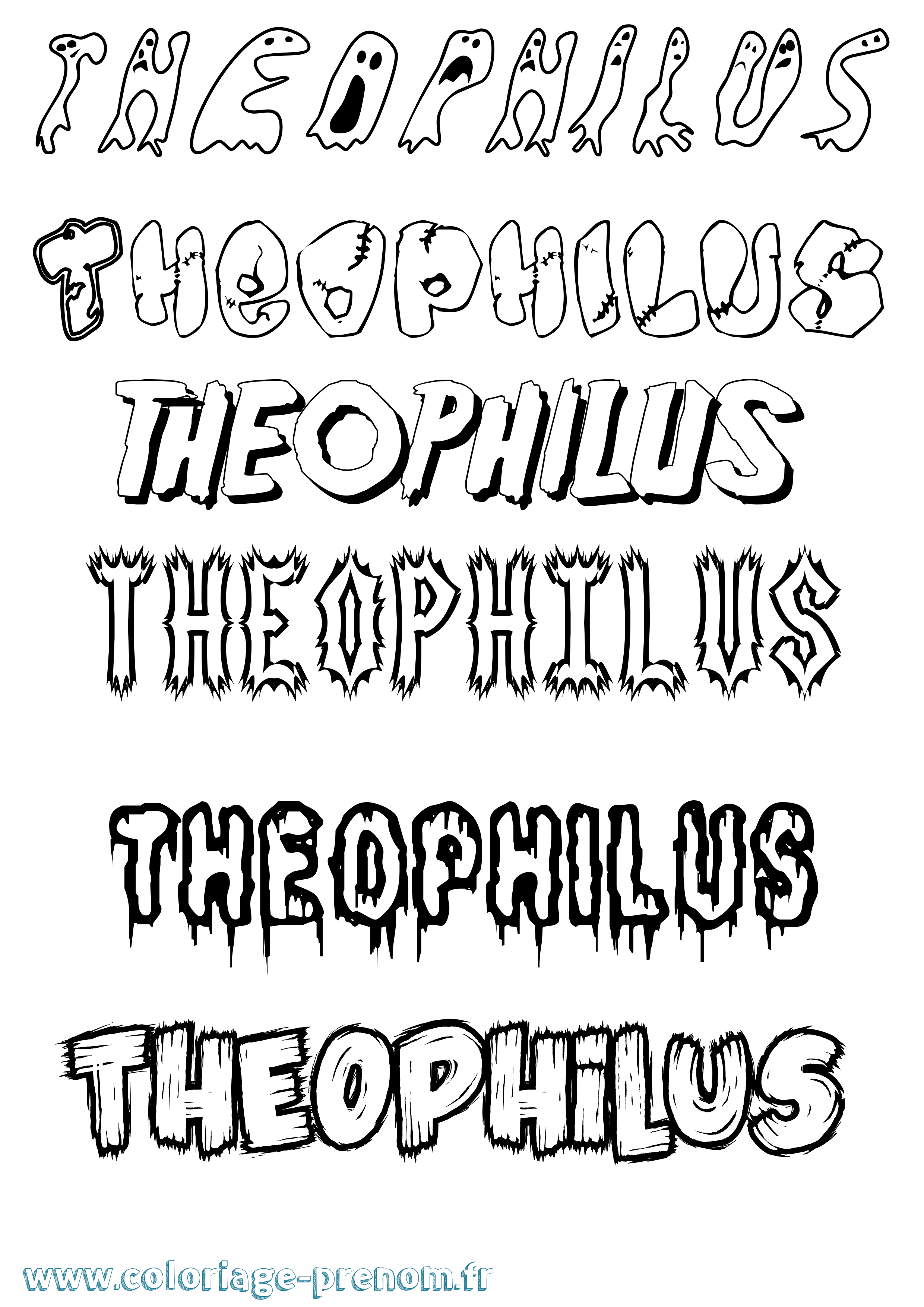 Coloriage Theophilus Frisson Coloriage prénom Theophilus Frisson