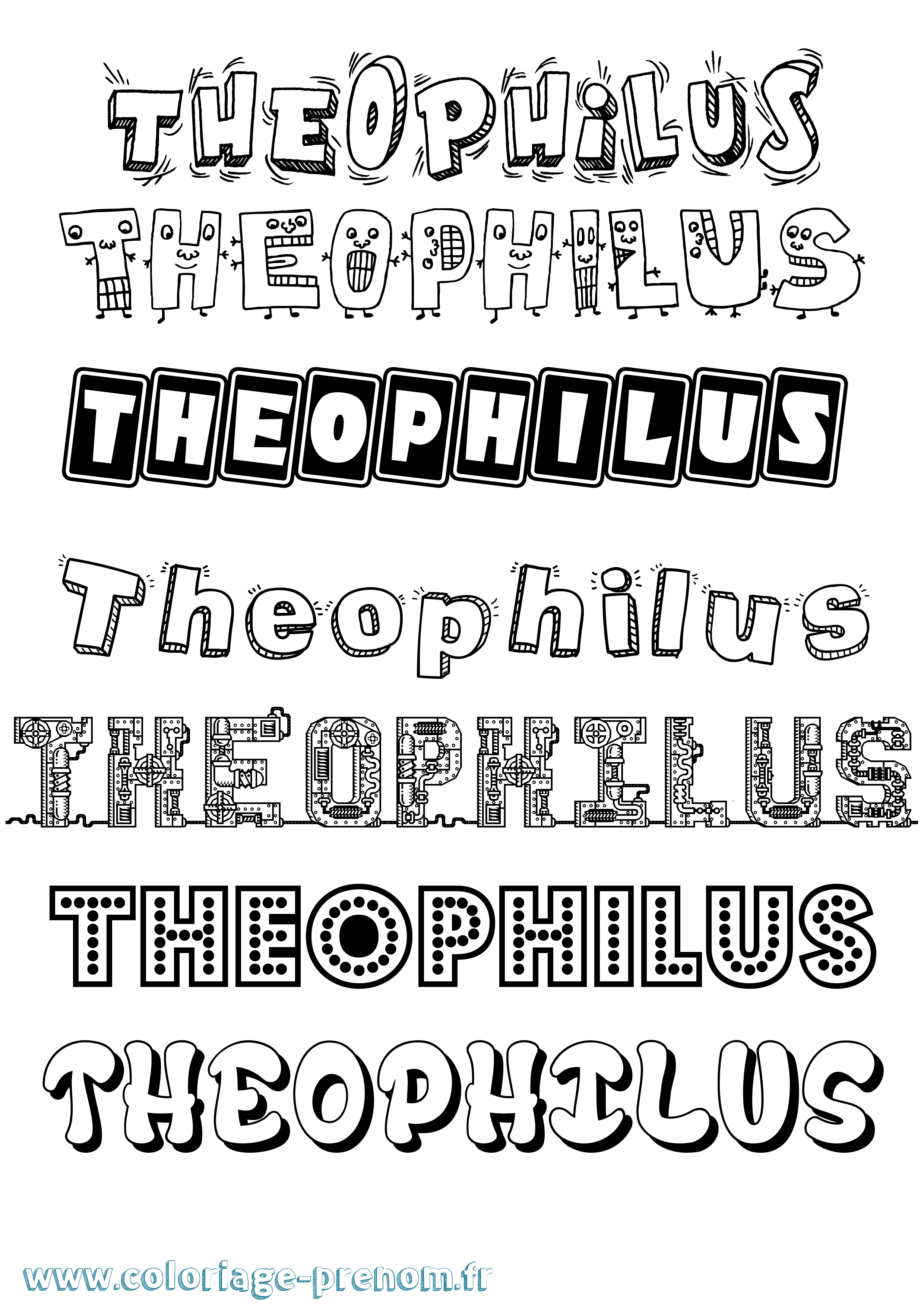 Coloriage Theophilus Fun Coloriage prénom Theophilus Fun