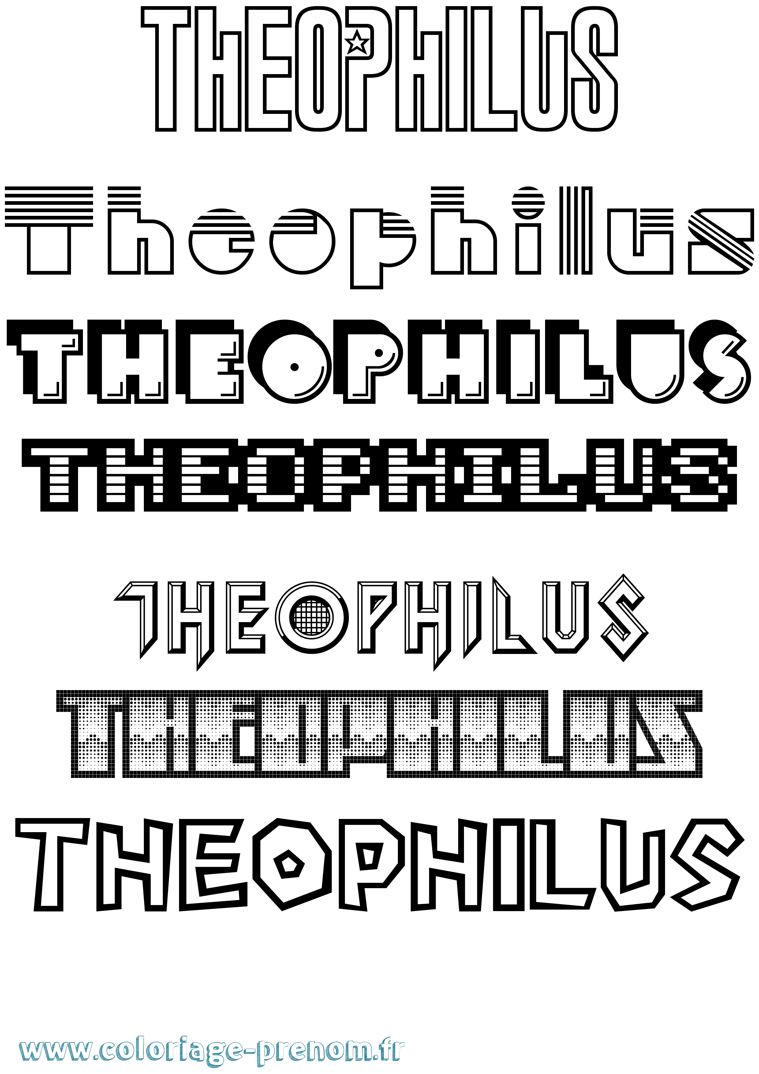 Coloriage Theophilus Jeux Vidéos Coloriage prénom Theophilus Jeux Vidéos
