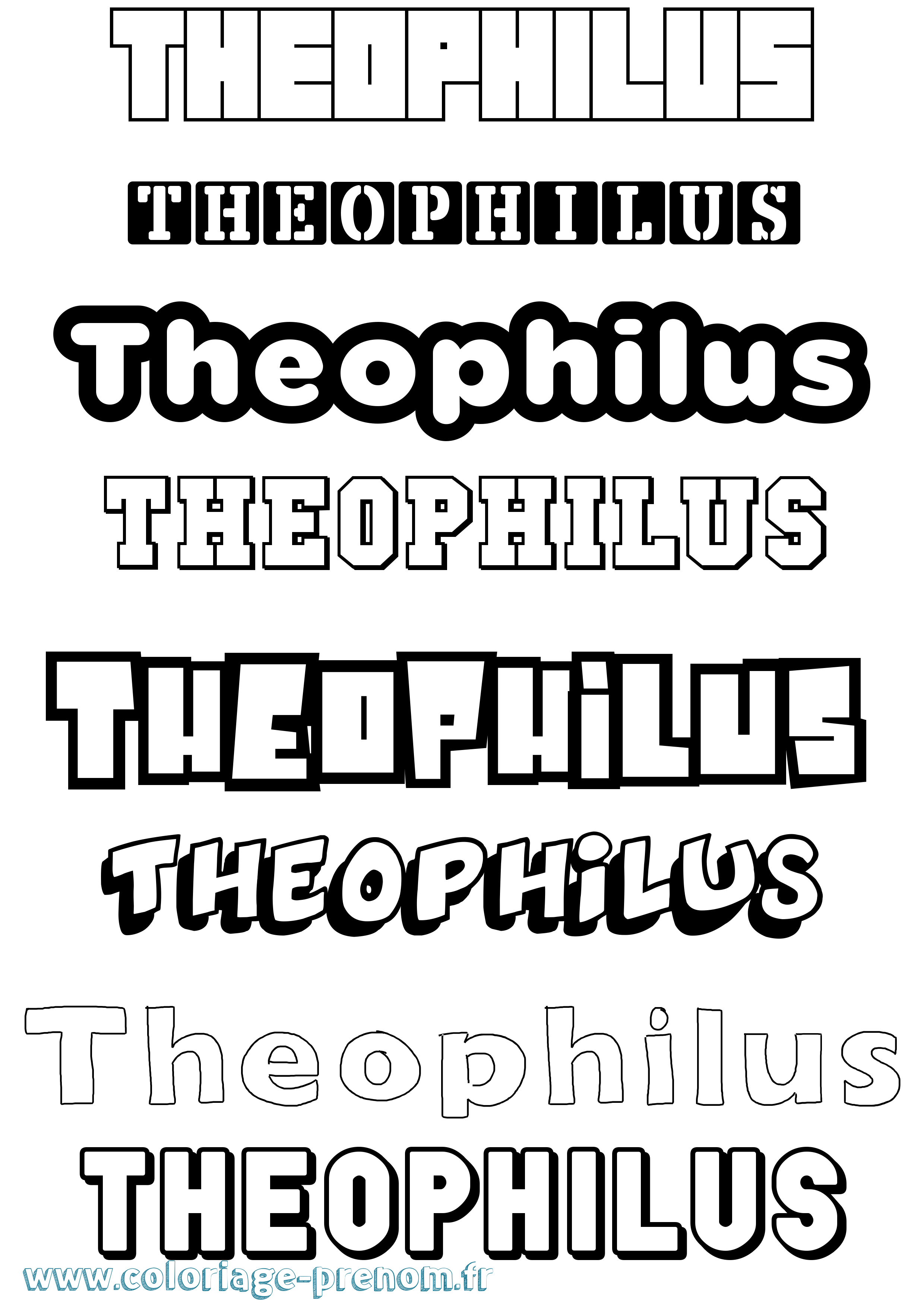 Coloriage Theophilus Simple Coloriage prénom Theophilus Simple
