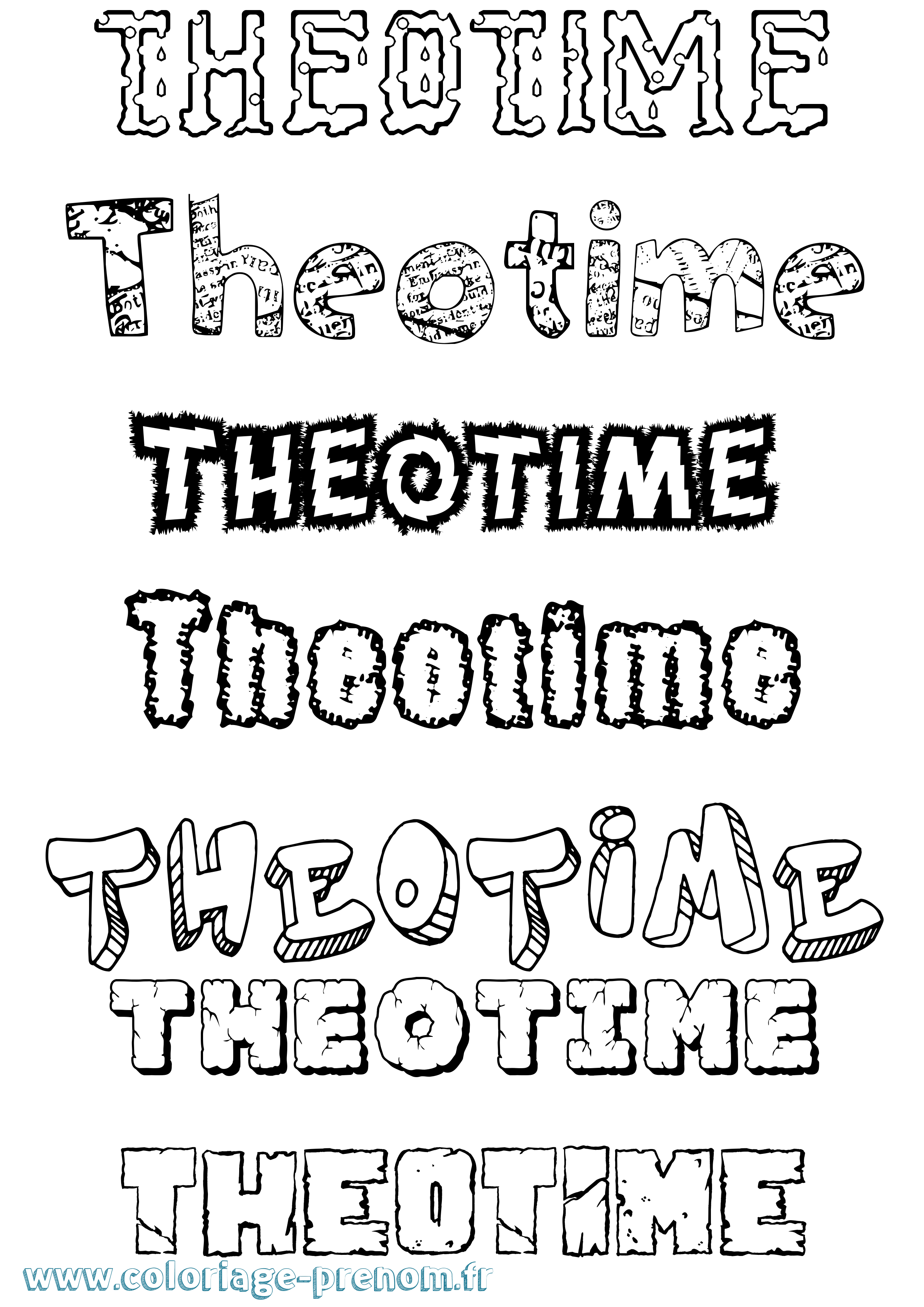 Coloriage prénom Theotime Destructuré