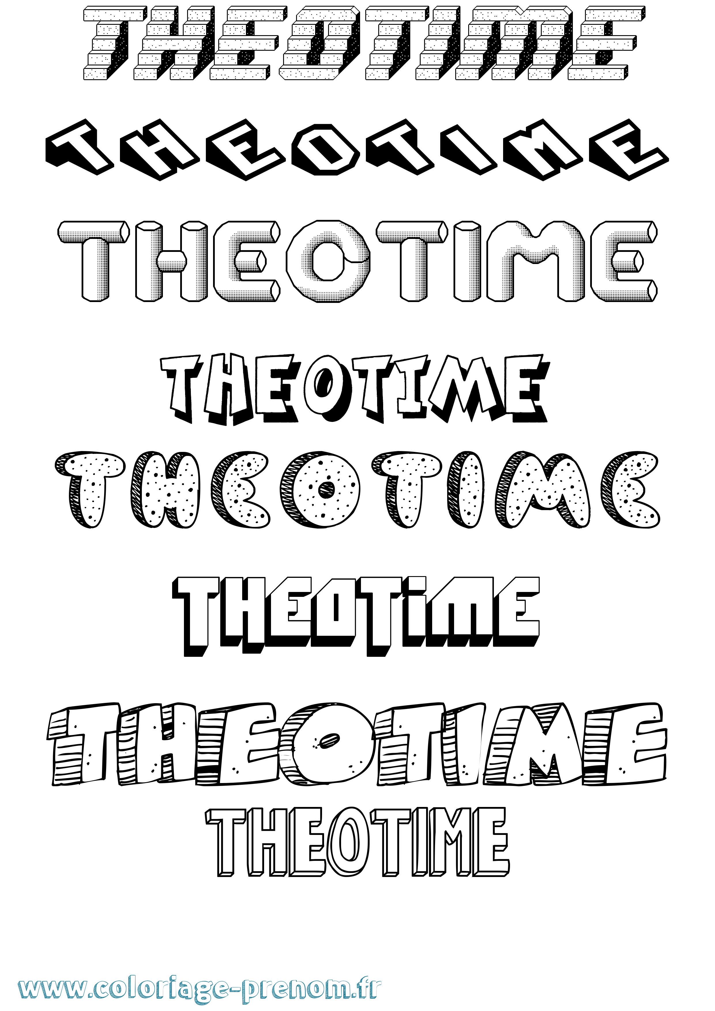 Coloriage prénom Theotime Effet 3D