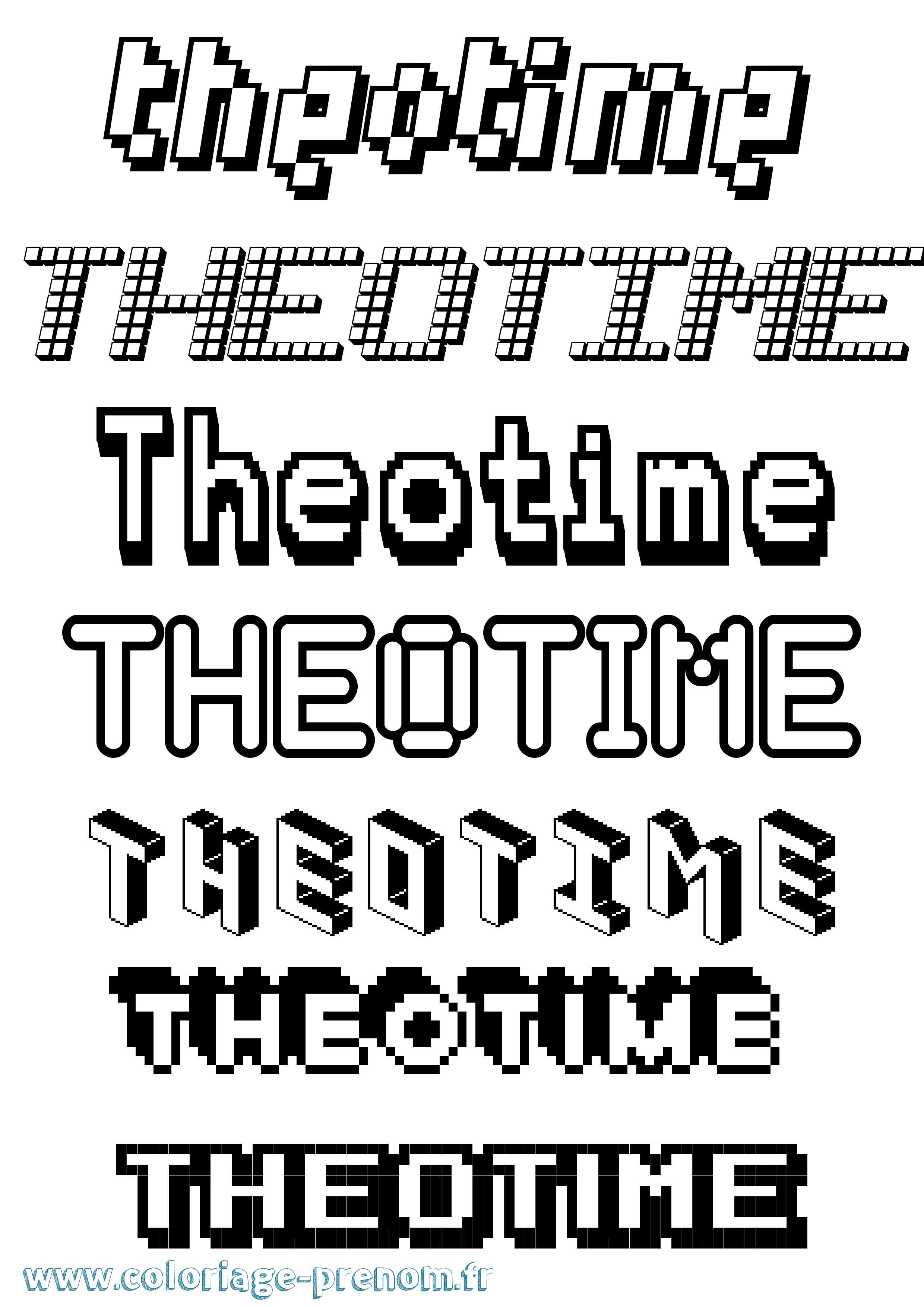 Coloriage prénom Theotime Pixel