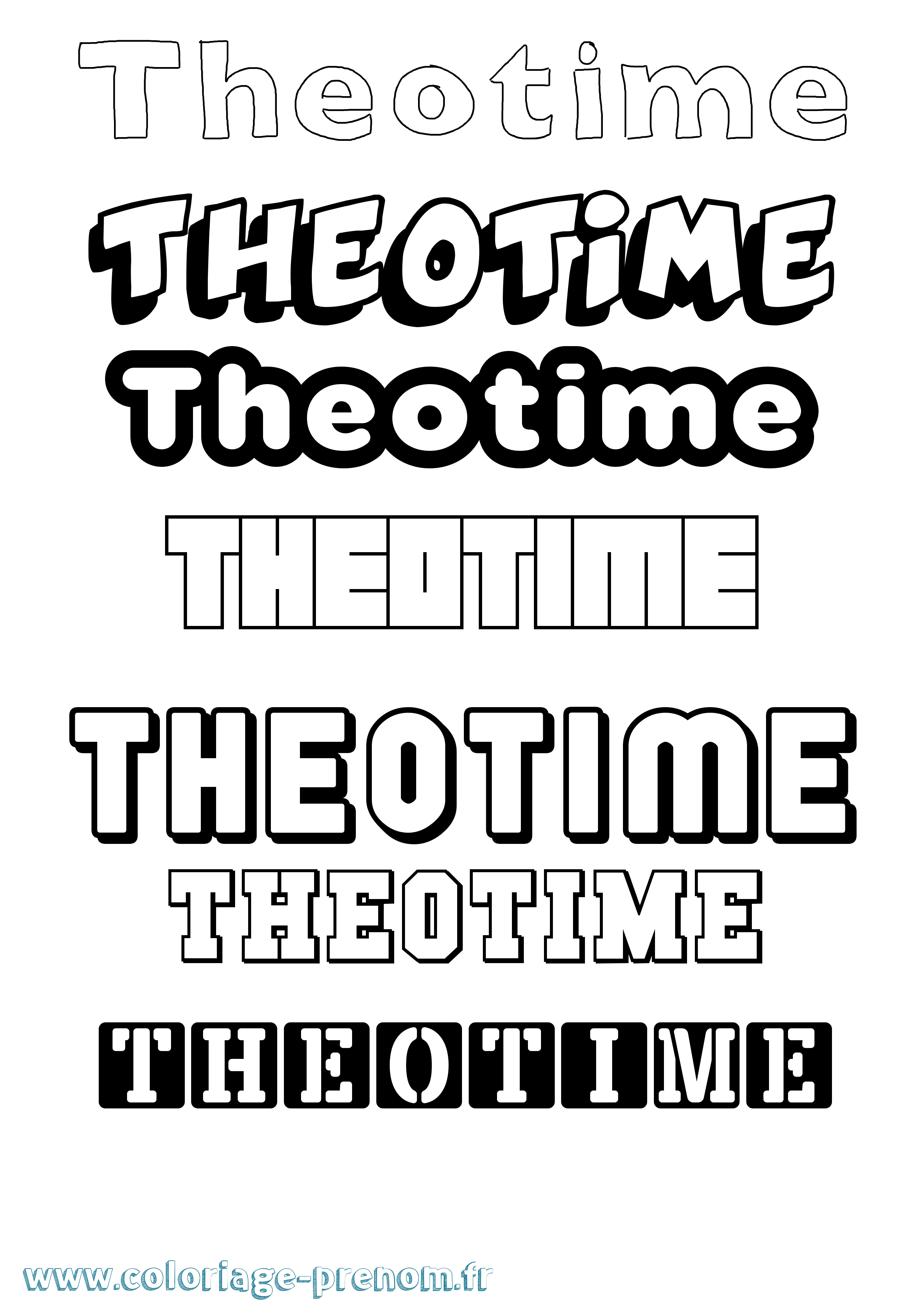 Coloriage prénom Theotime Simple