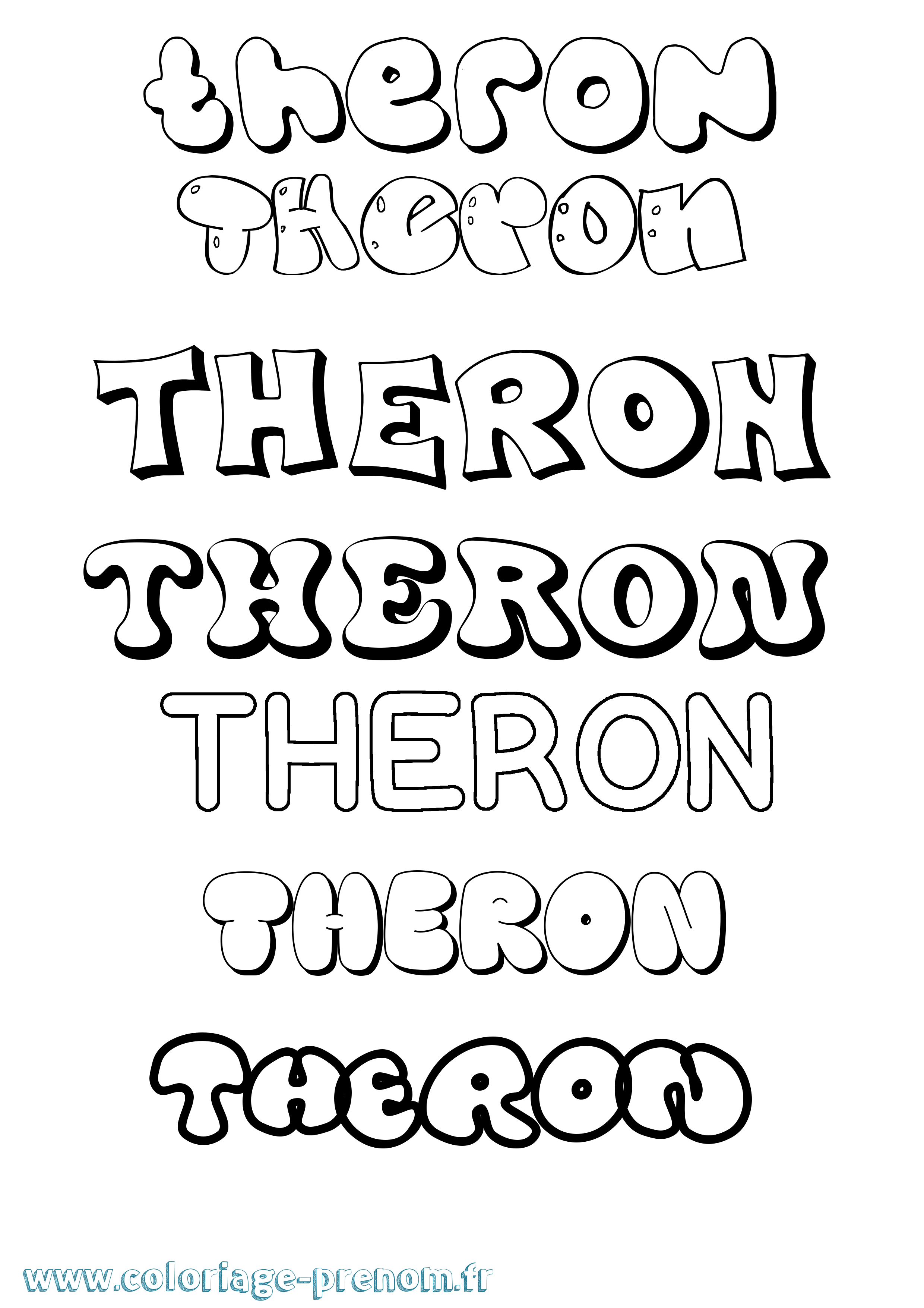 Coloriage prénom Theron Bubble