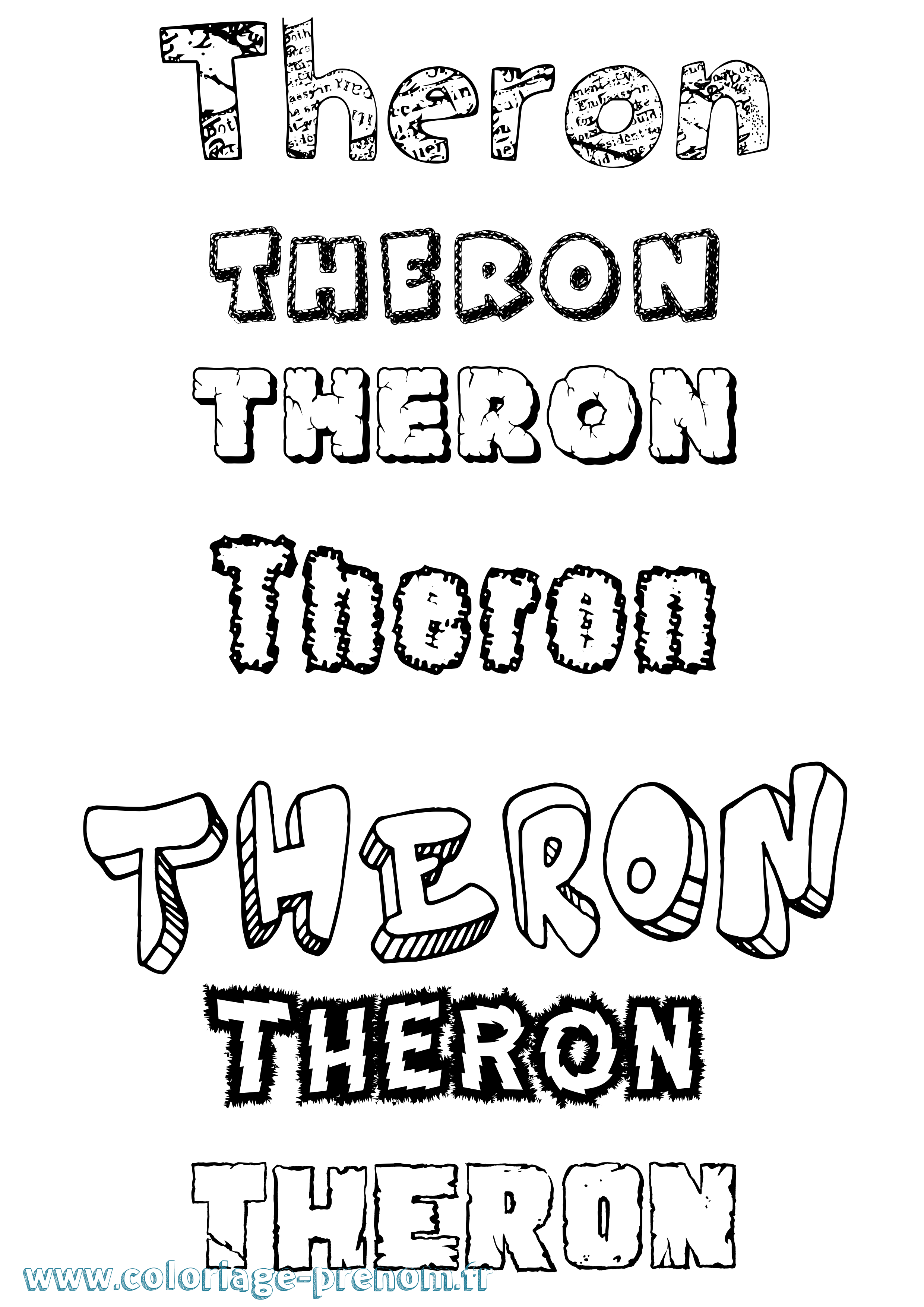 Coloriage prénom Theron Destructuré