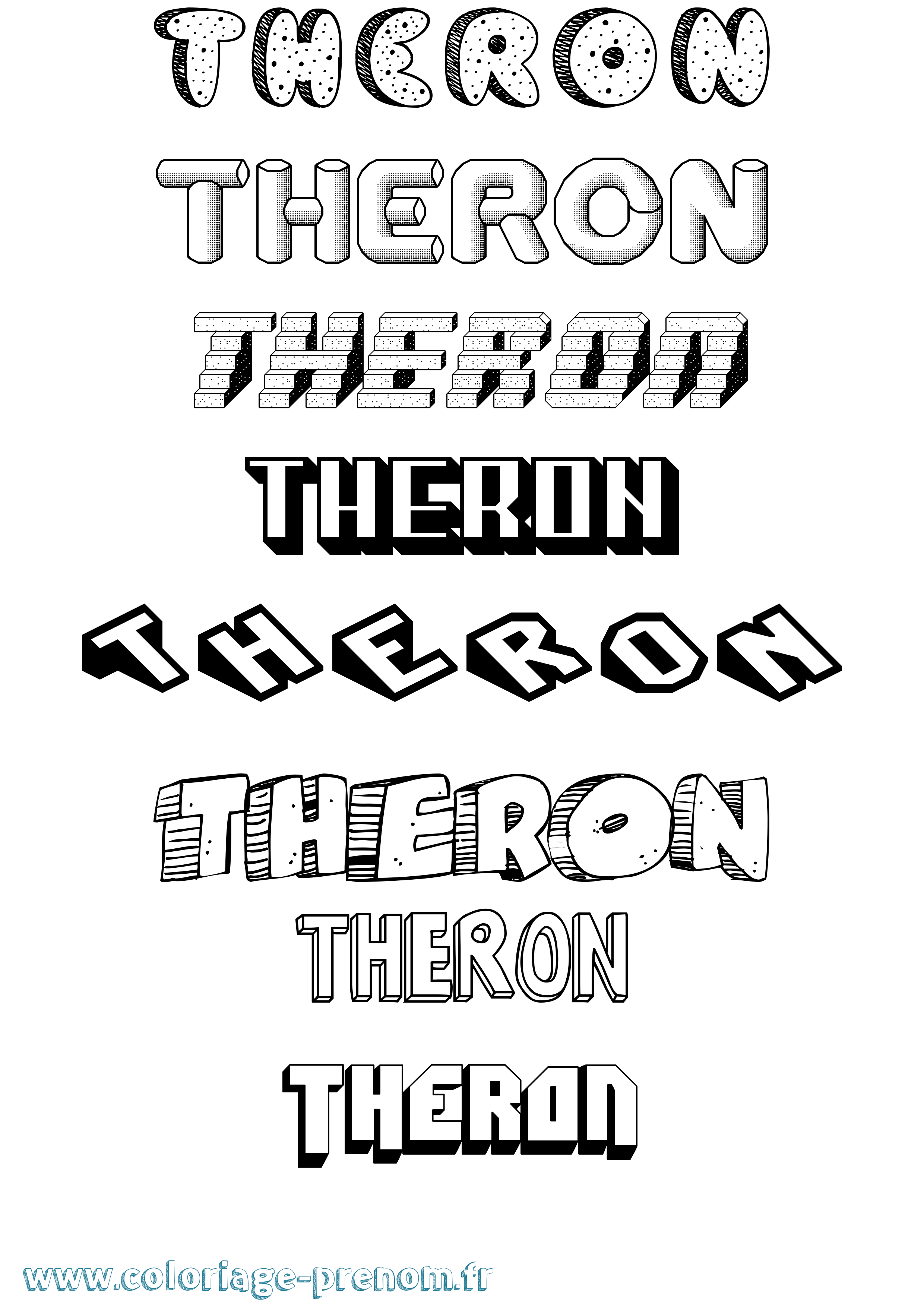 Coloriage prénom Theron Effet 3D