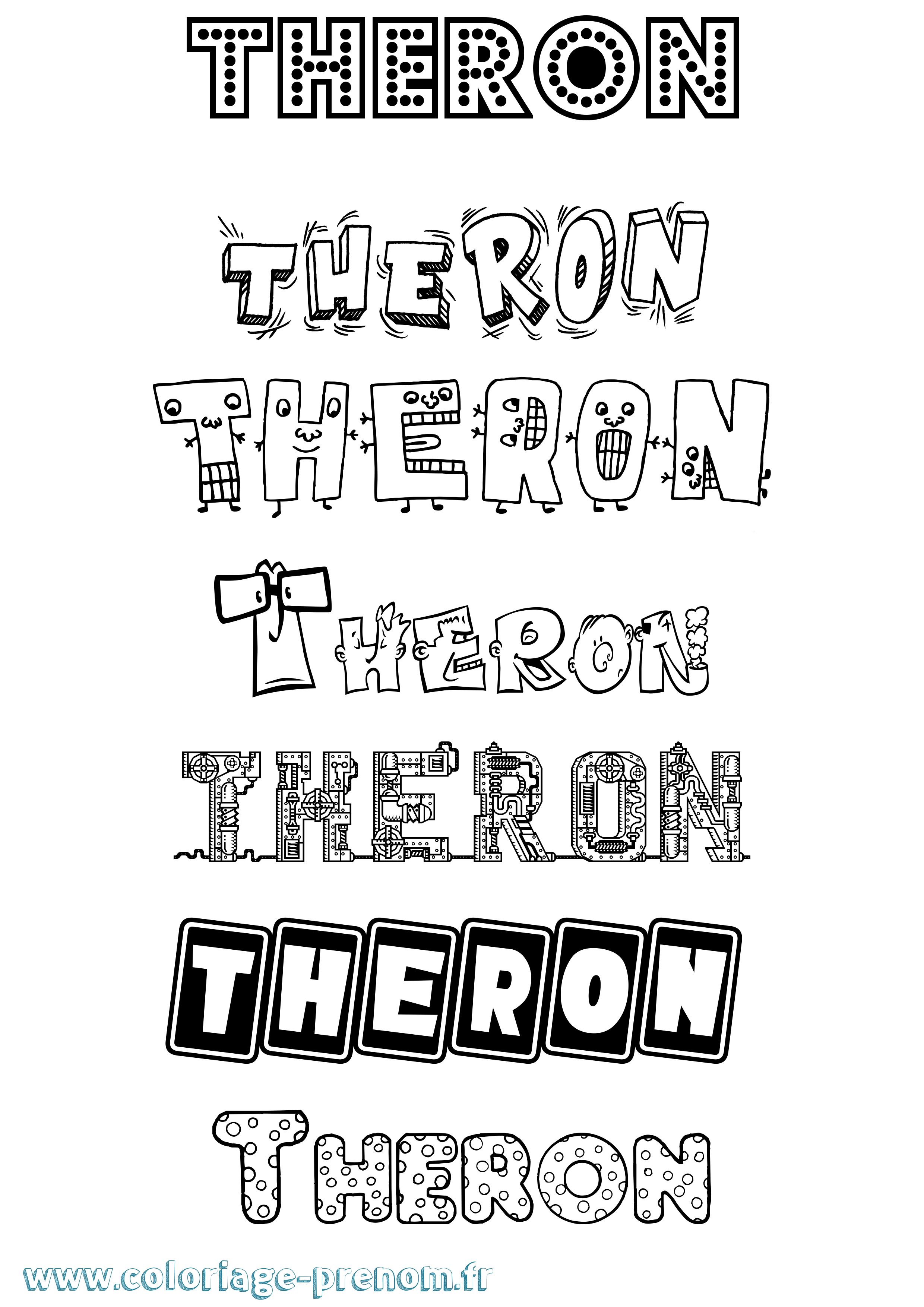 Coloriage prénom Theron Fun