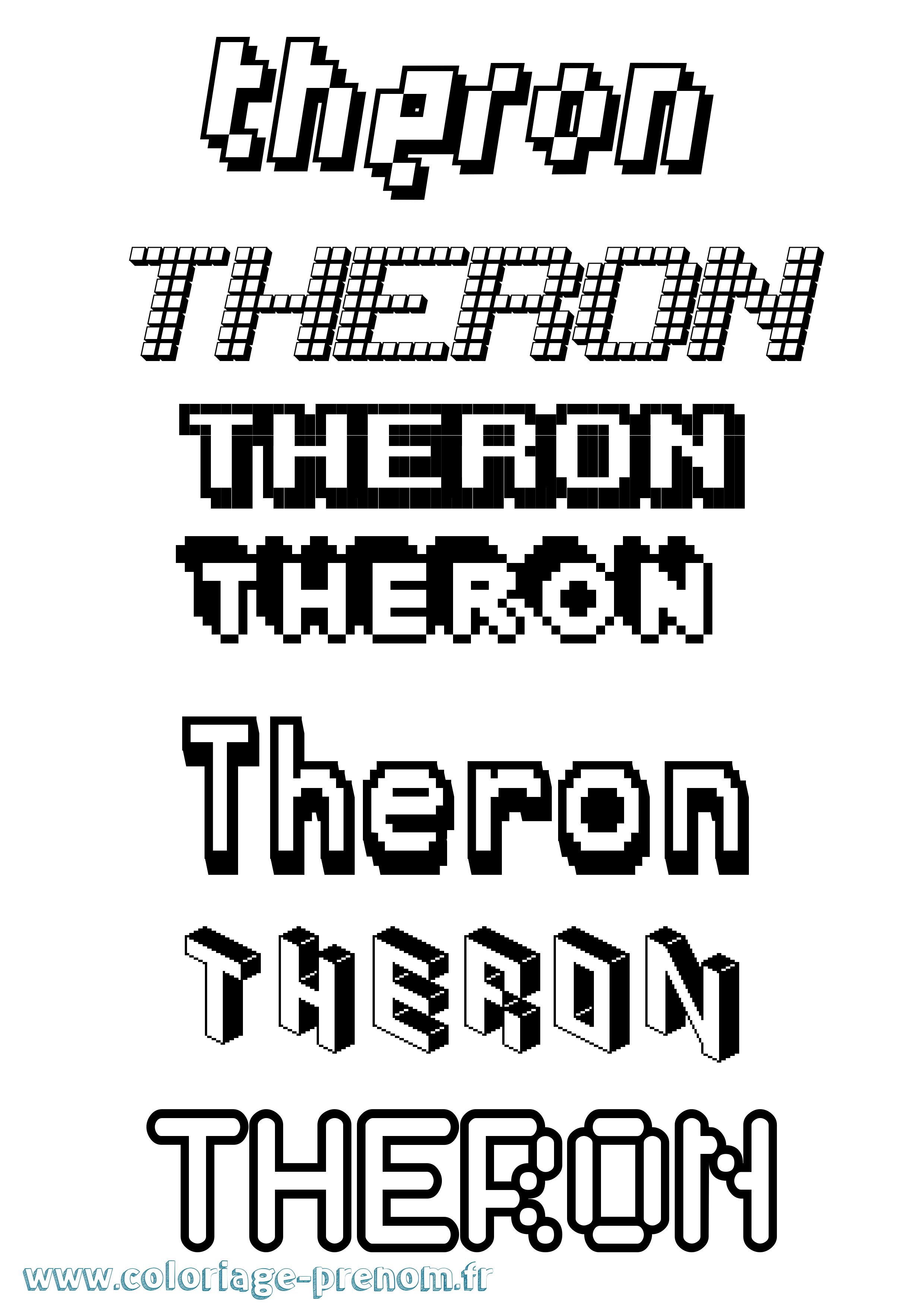Coloriage prénom Theron Pixel