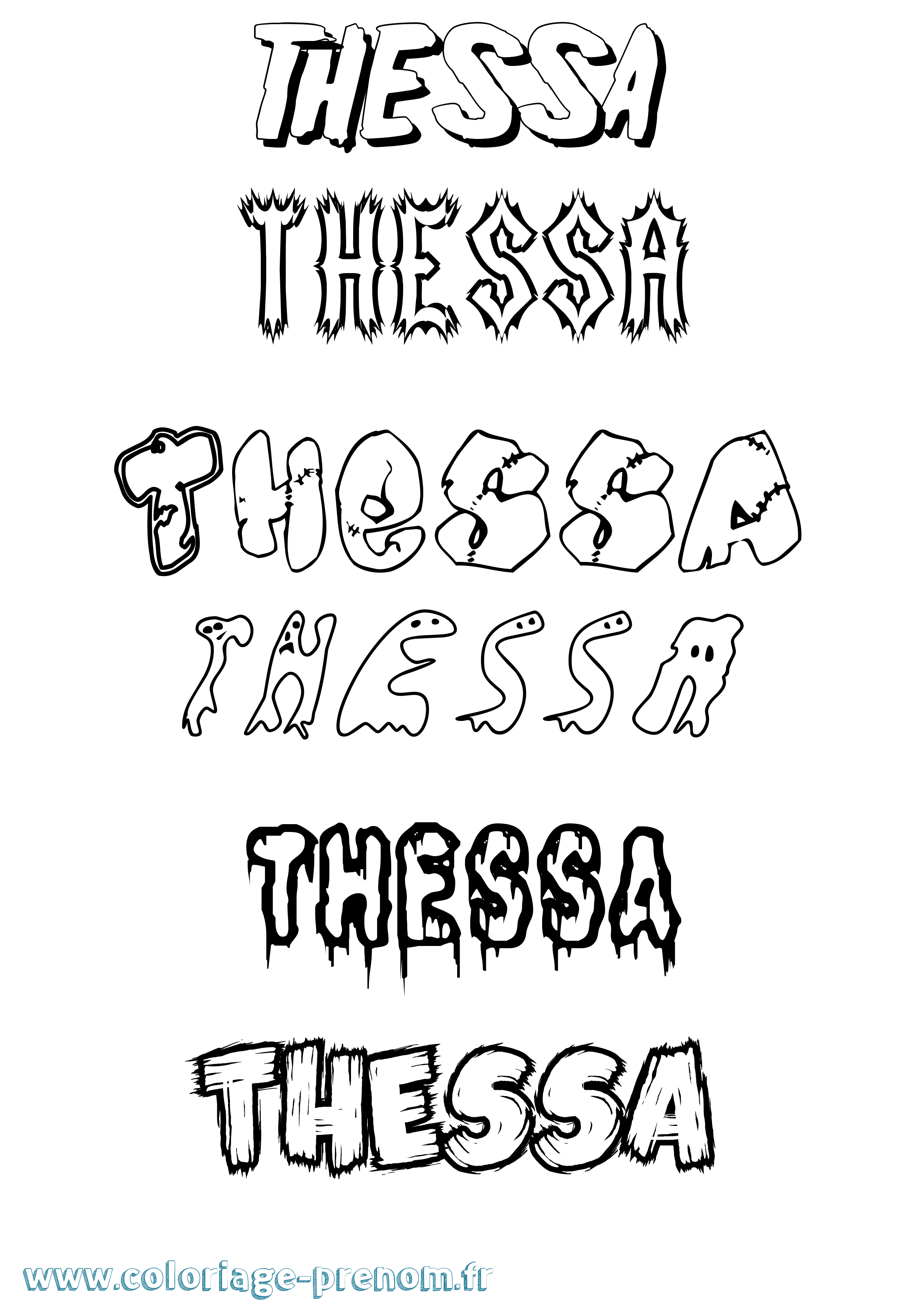 Coloriage prénom Thessa Frisson