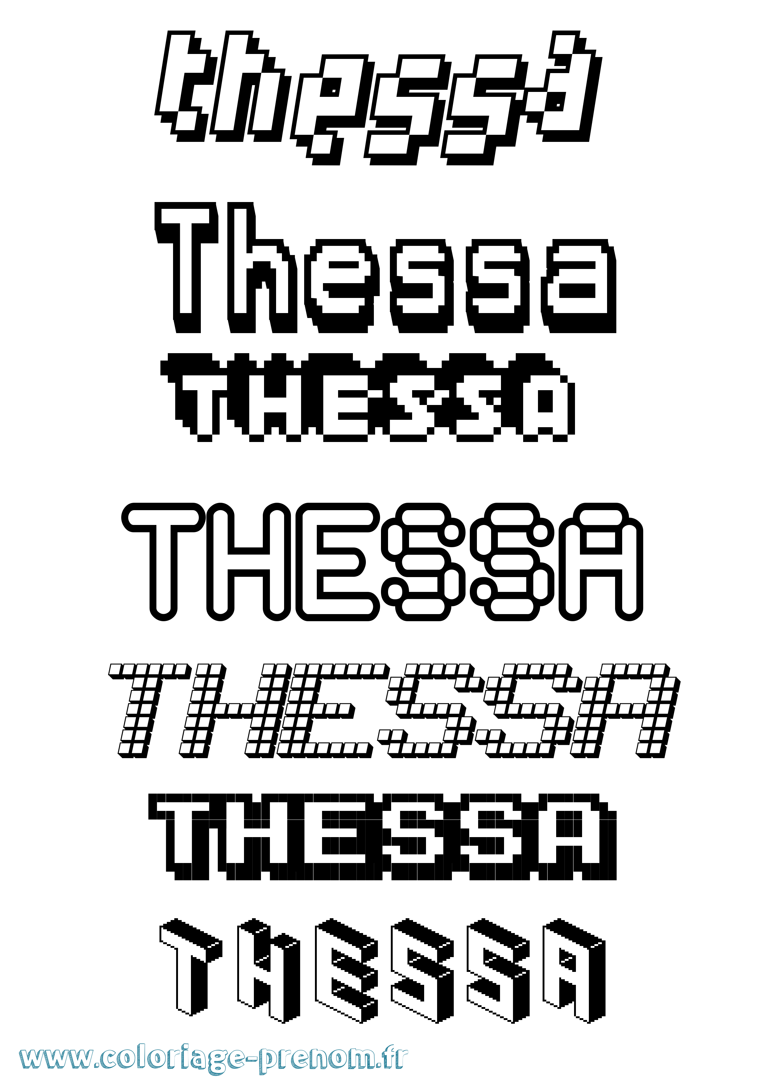 Coloriage prénom Thessa Pixel