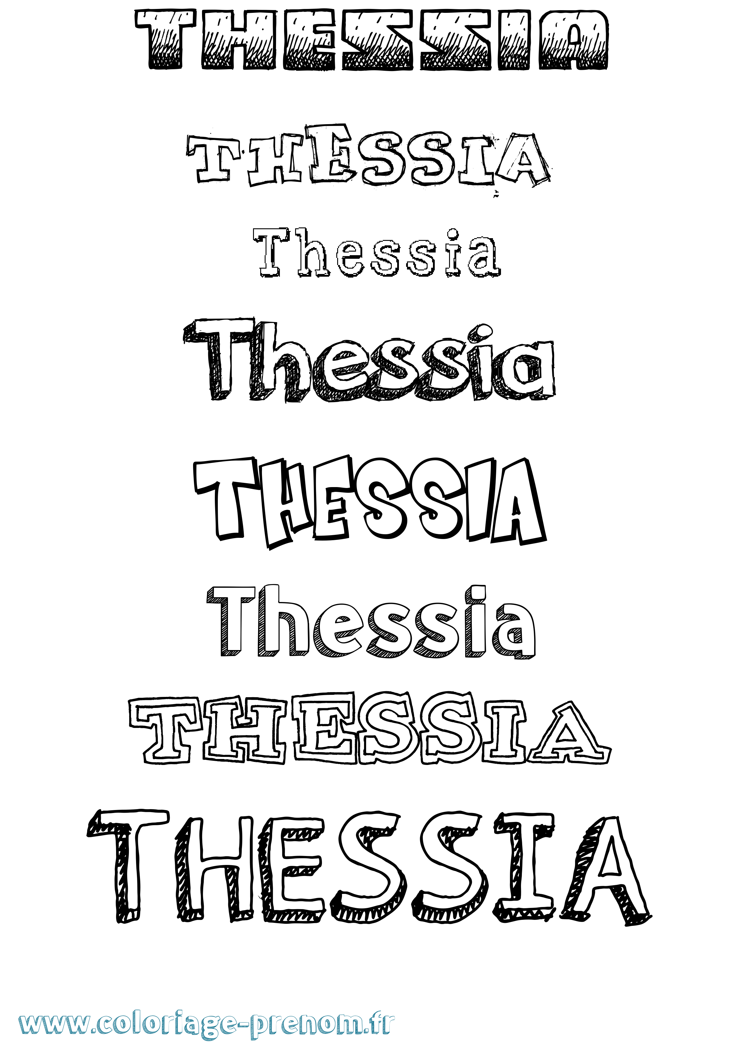 Coloriage prénom Thessia Dessiné