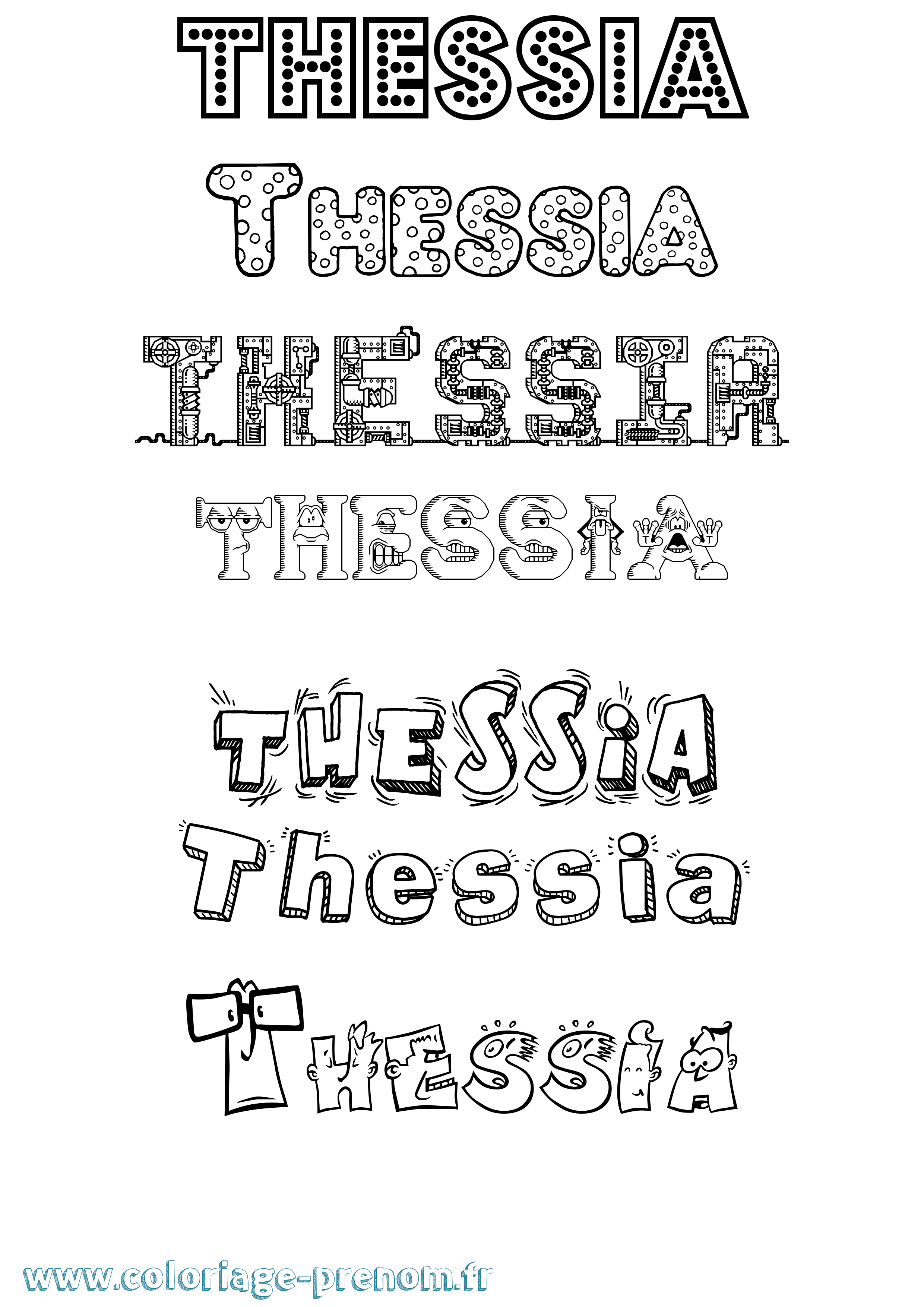Coloriage prénom Thessia Fun