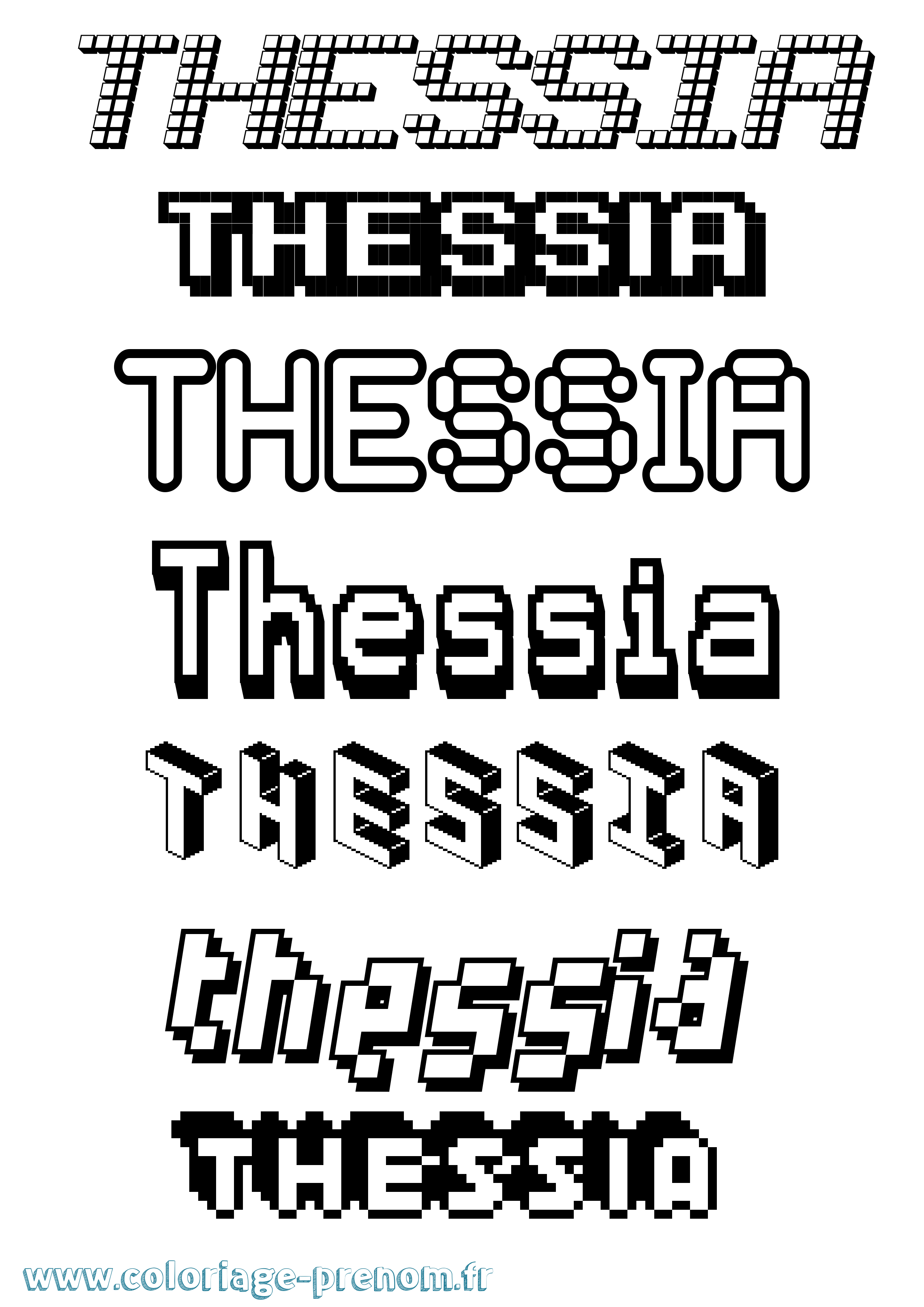 Coloriage prénom Thessia Pixel