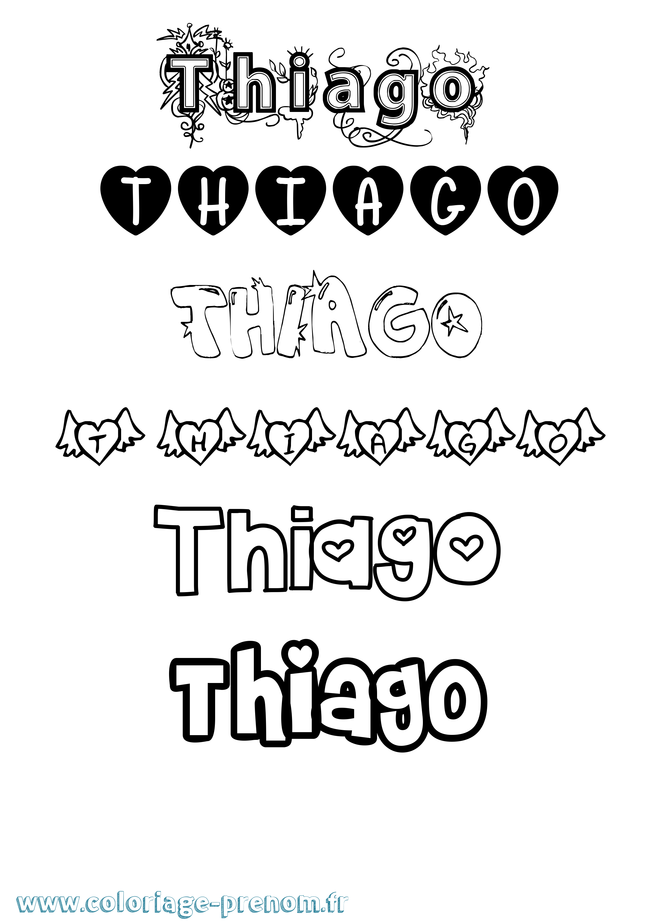 Coloriage Thiago Coloriage prénom Thiago