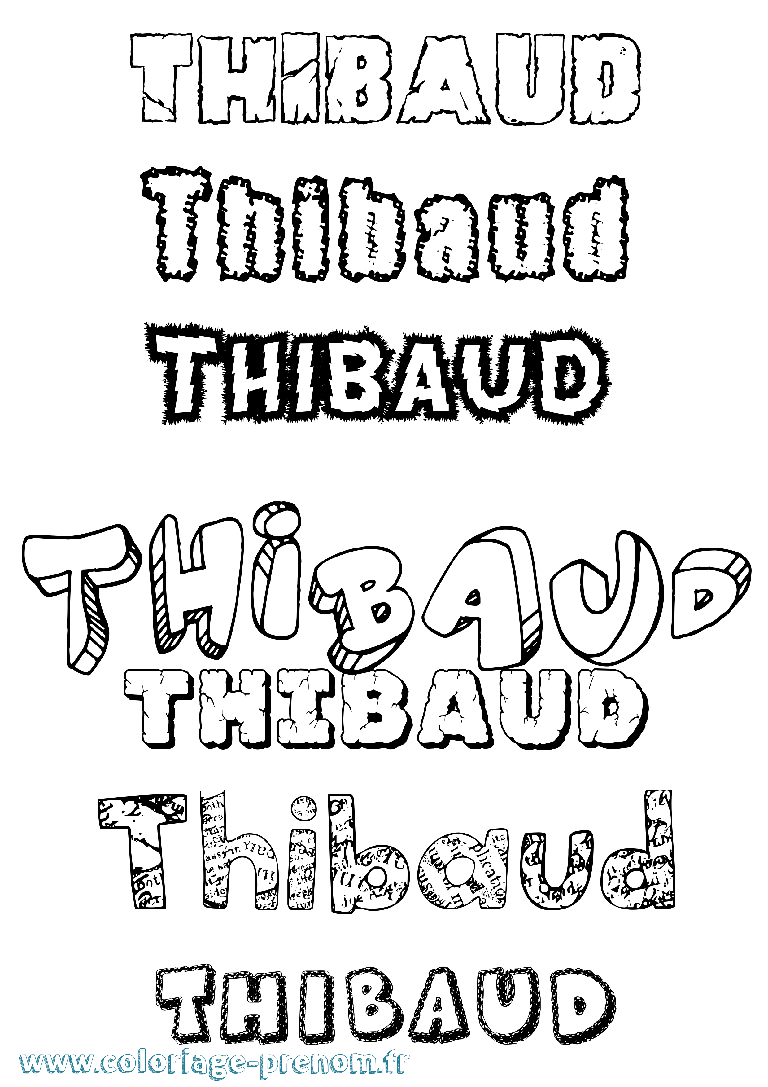 Coloriage prénom Thibaud Destructuré