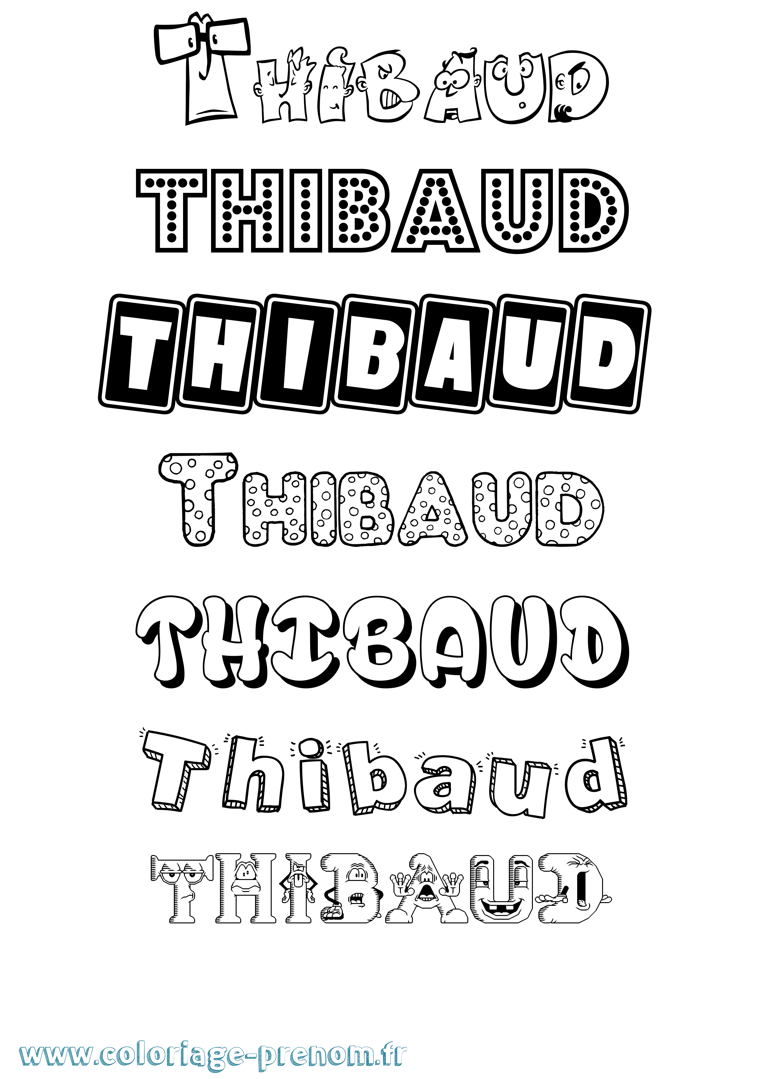 Coloriage prénom Thibaud Fun