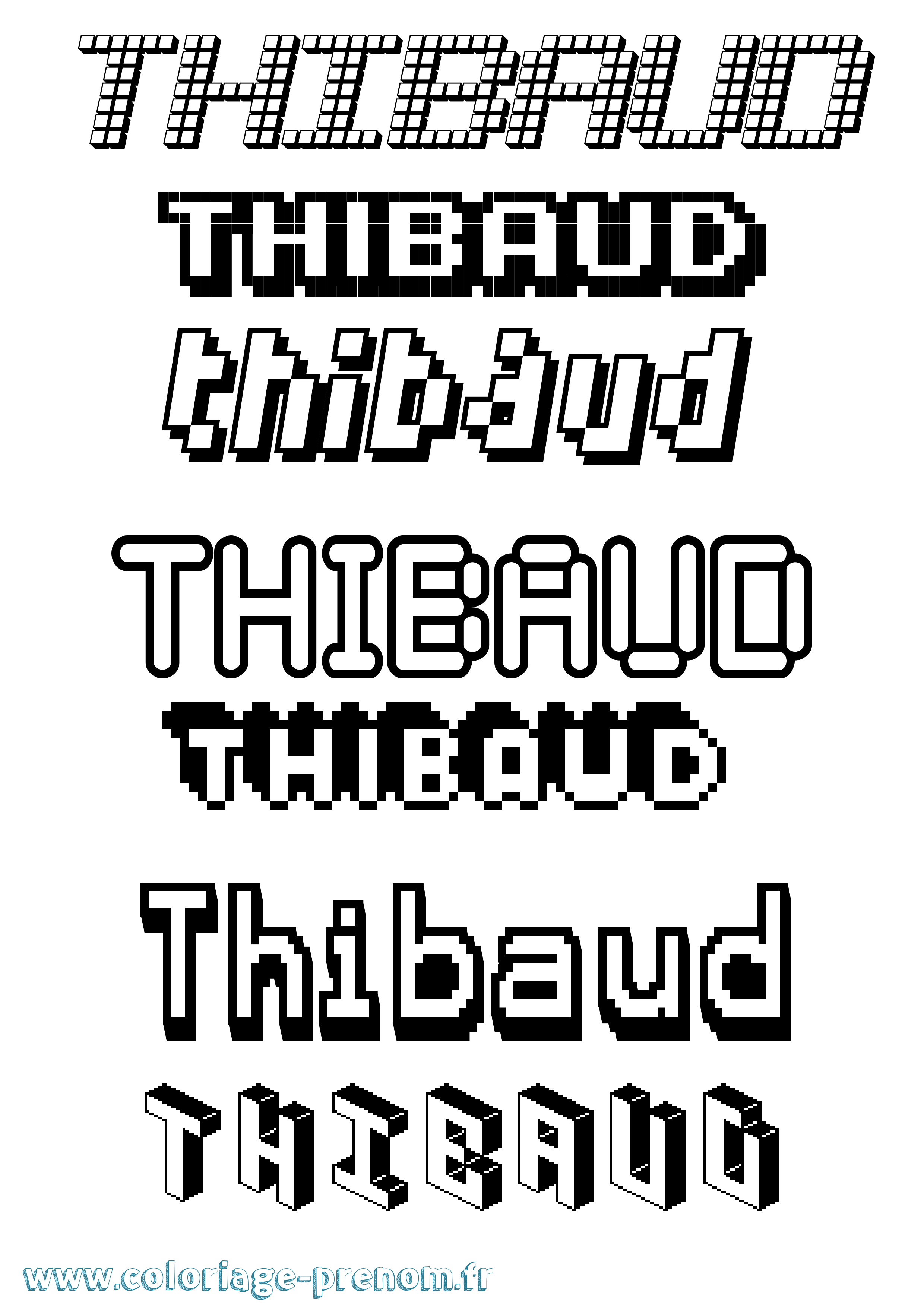 Coloriage prénom Thibaud Pixel
