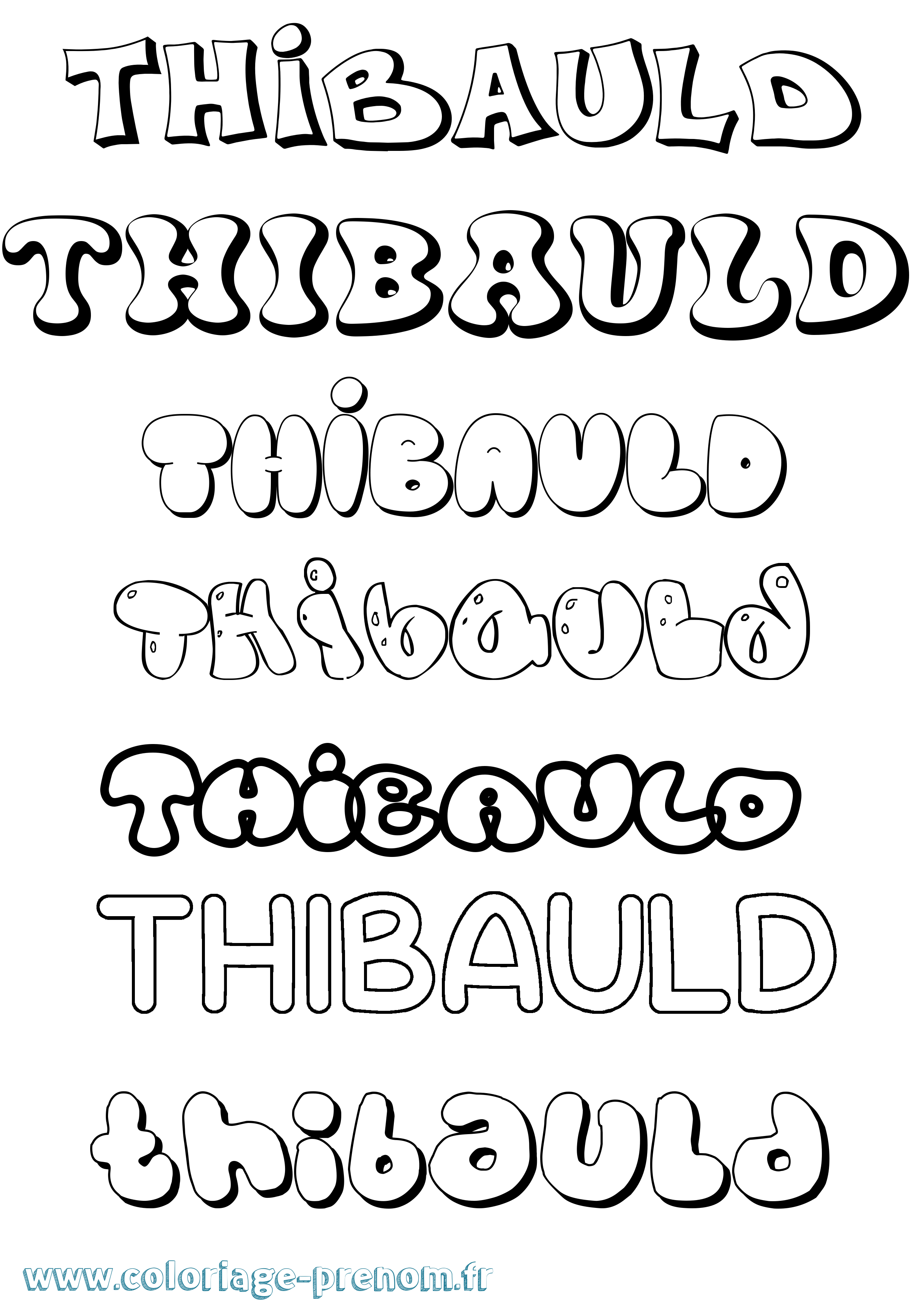 Coloriage Thibauld Bubble Coloriage prénom Thibauld Bubble