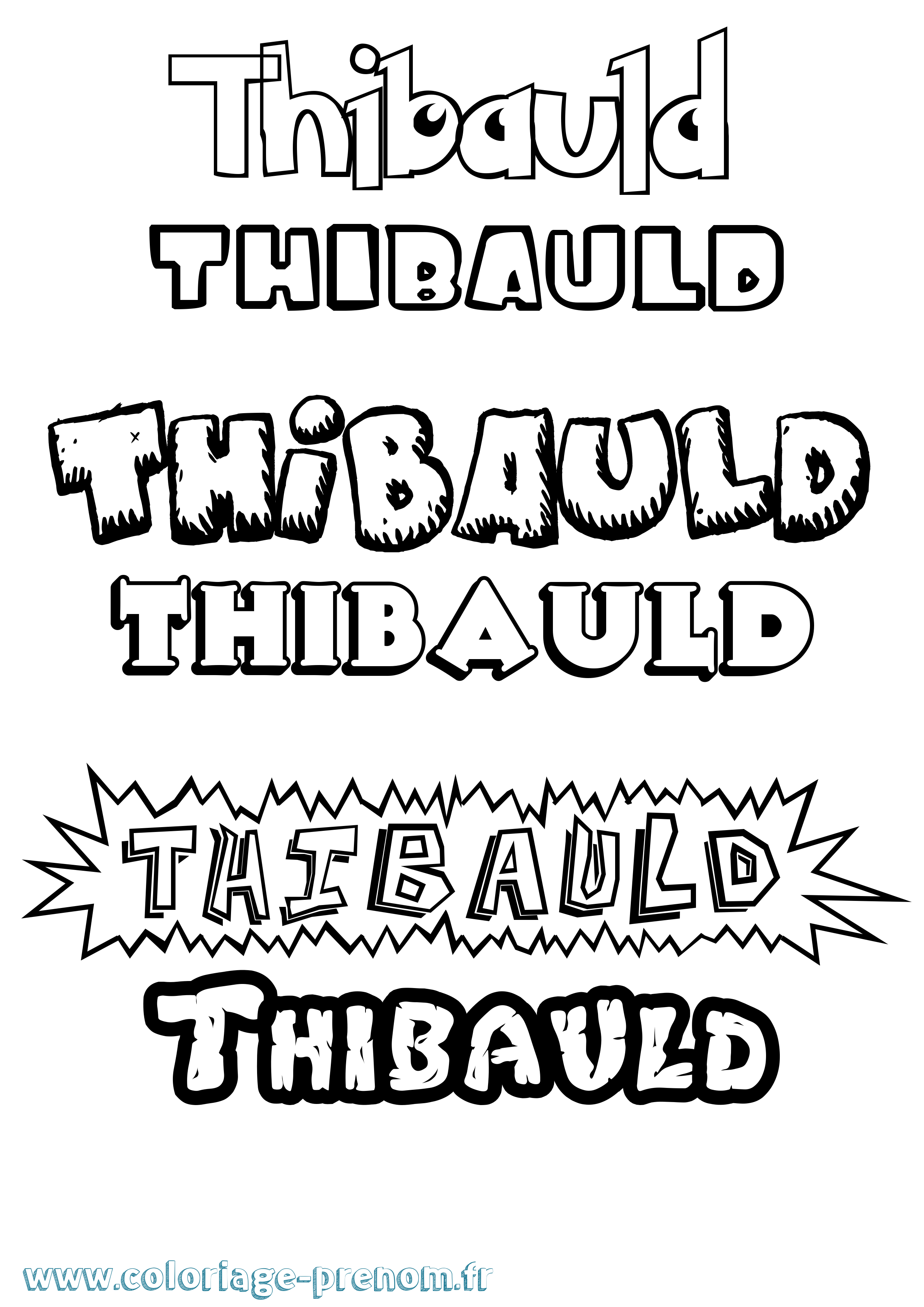 Coloriage Thibauld Dessin Animé Coloriage prénom Thibauld Dessin Animé