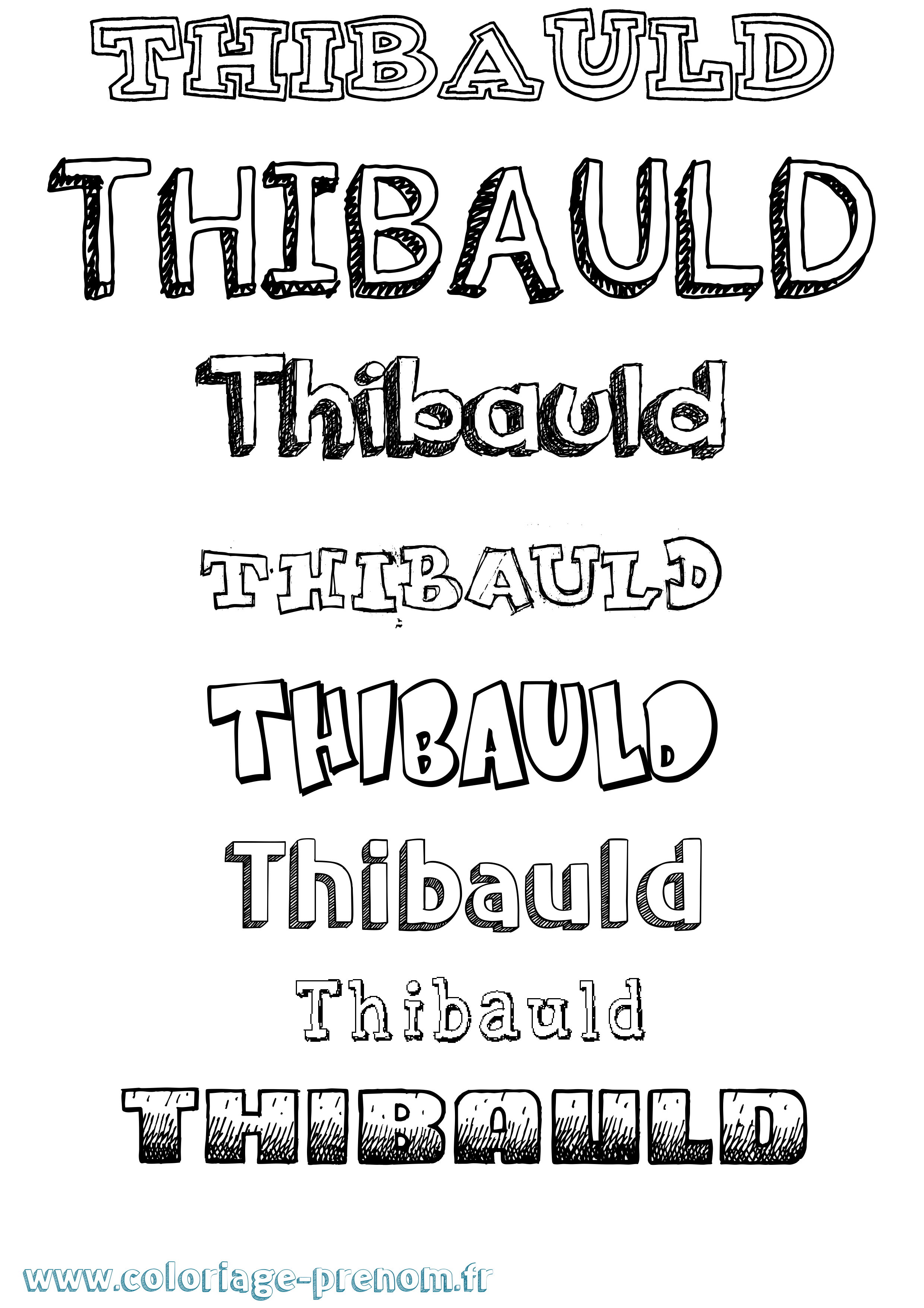 Coloriage Thibauld Dessiné Coloriage prénom Thibauld Dessiné