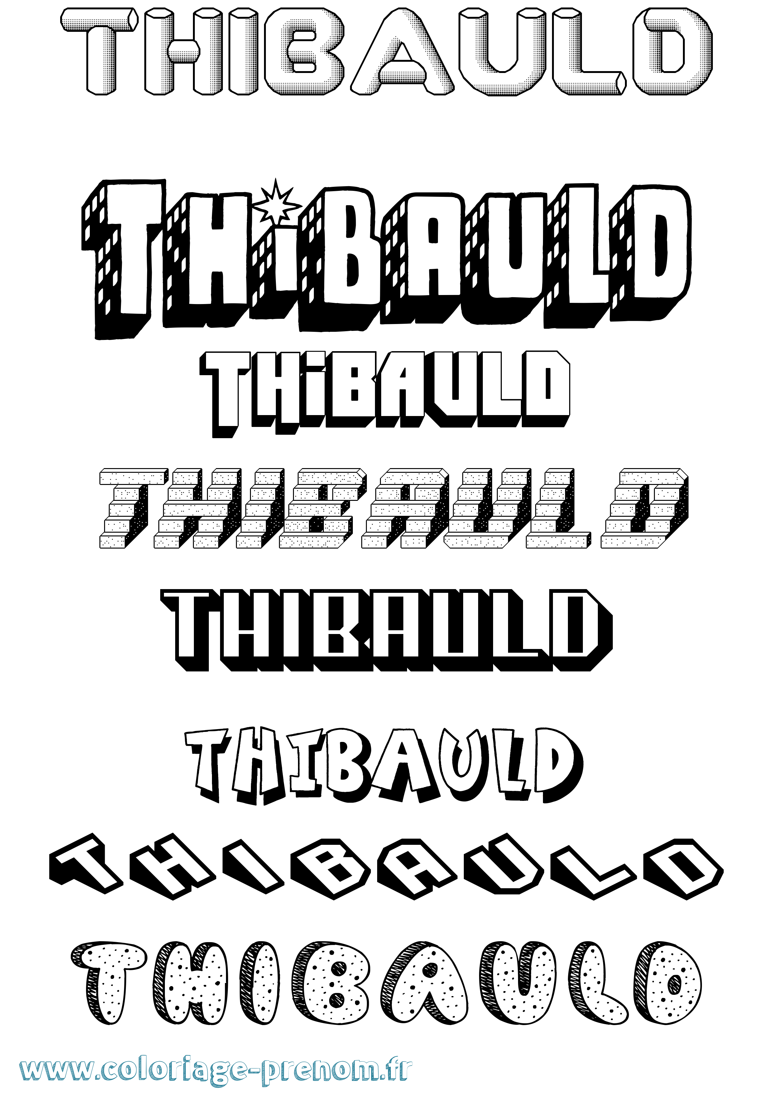 Coloriage Thibauld Effet 3D Coloriage prénom Thibauld Effet 3D