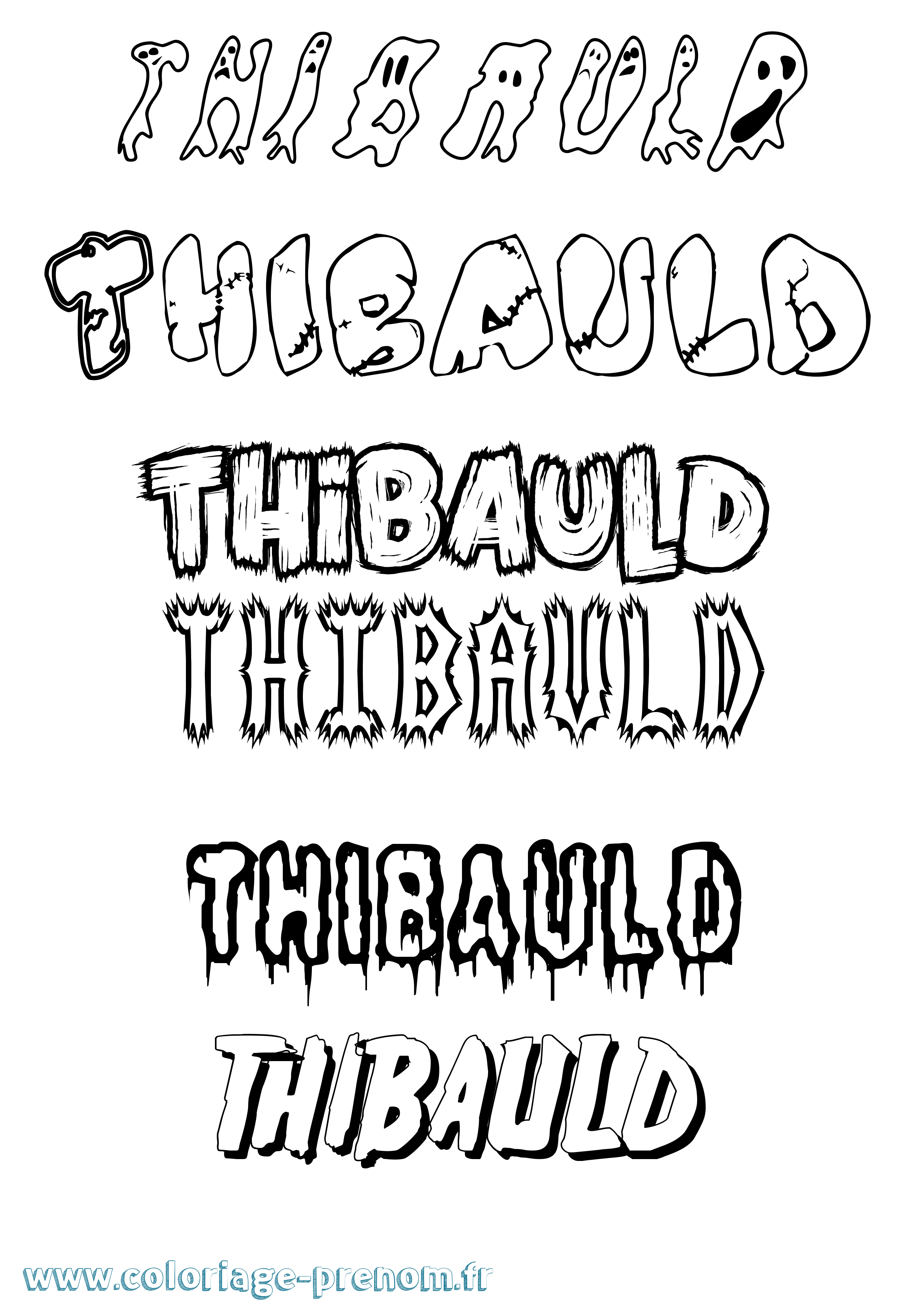 Coloriage Thibauld Frisson Coloriage prénom Thibauld Frisson