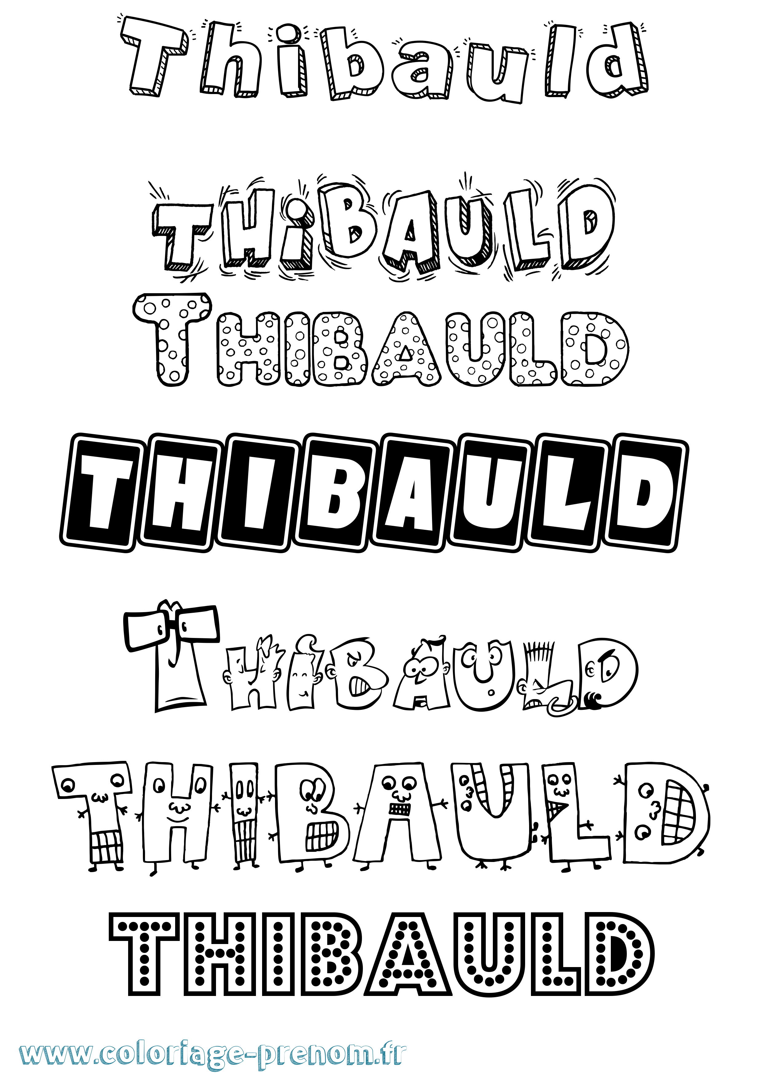 Coloriage Thibauld Fun Coloriage prénom Thibauld Fun