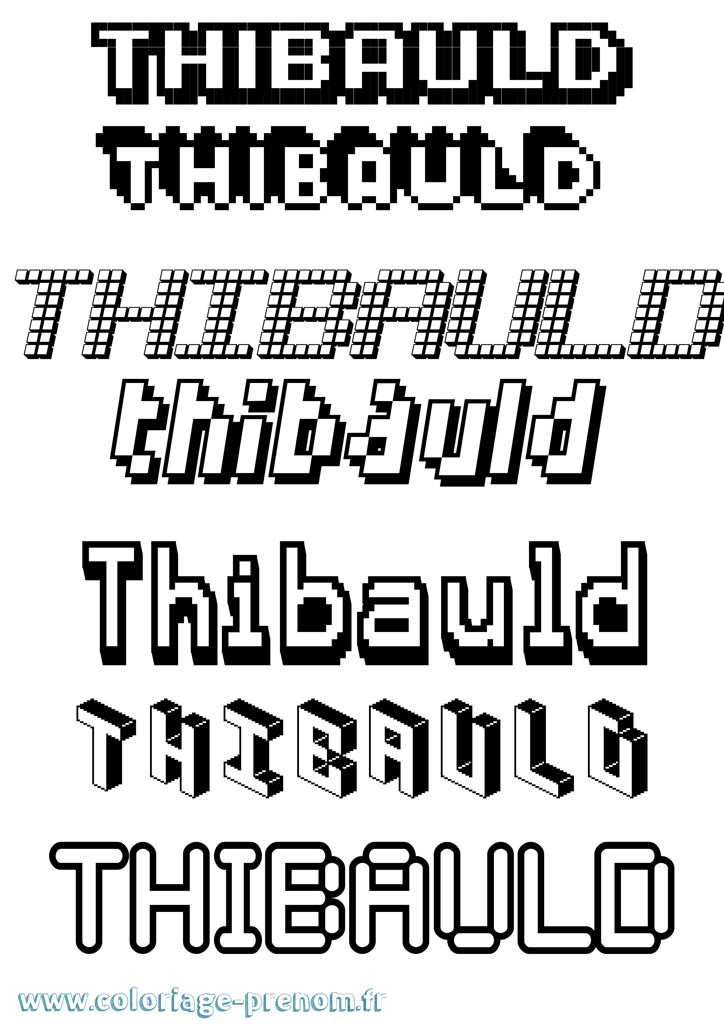 Coloriage Thibauld Pixel Coloriage prénom Thibauld Pixel