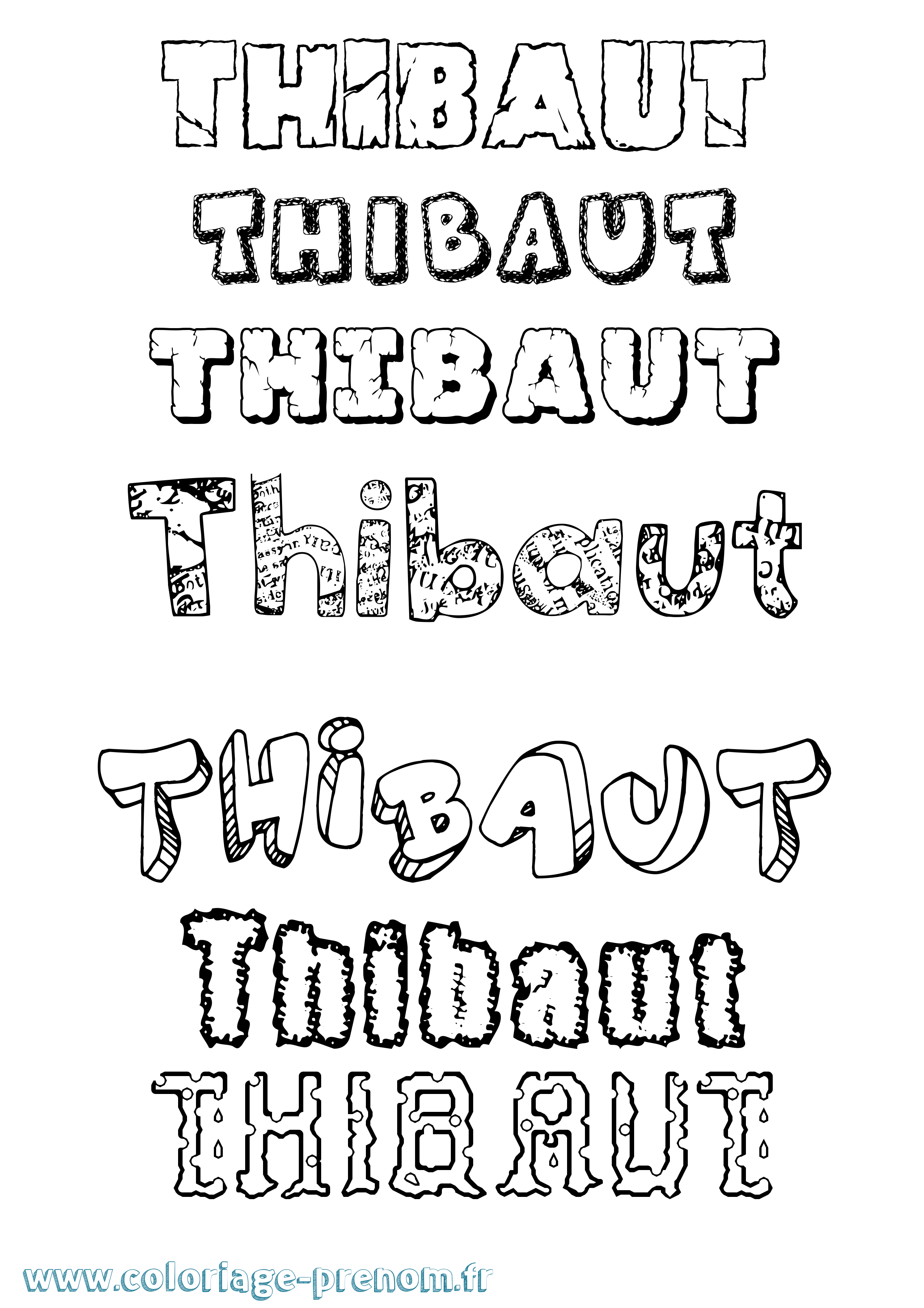 Coloriage Thibaut Coloriage prénom Thibaut
