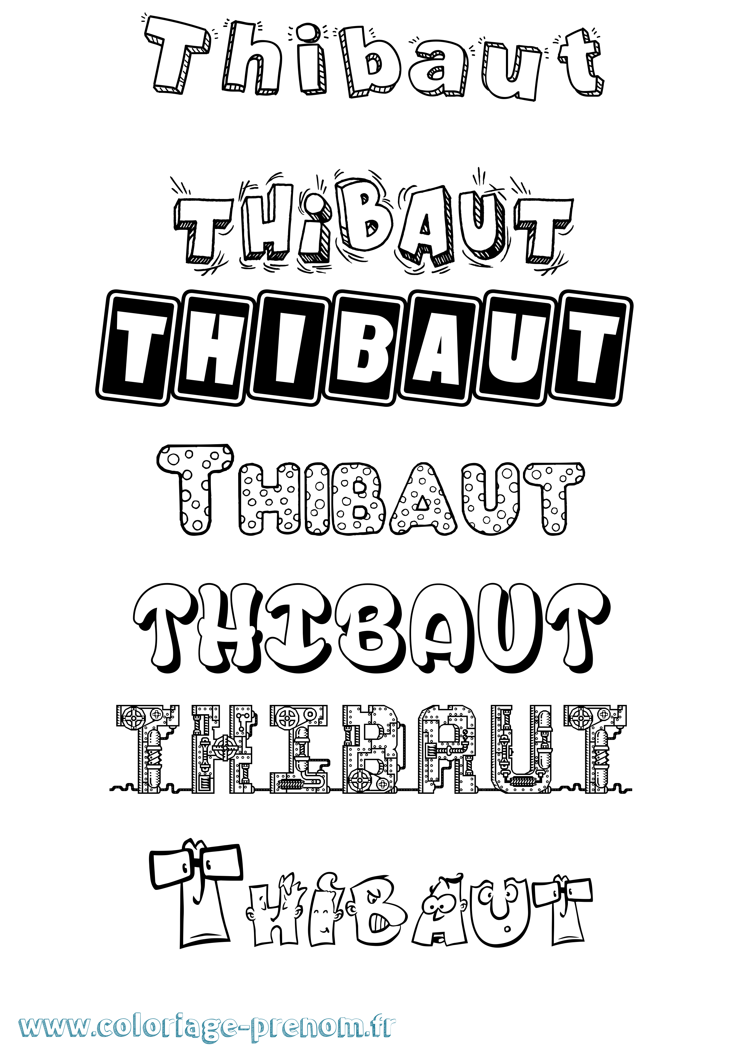 Coloriage Thibaut Coloriage prénom Thibaut