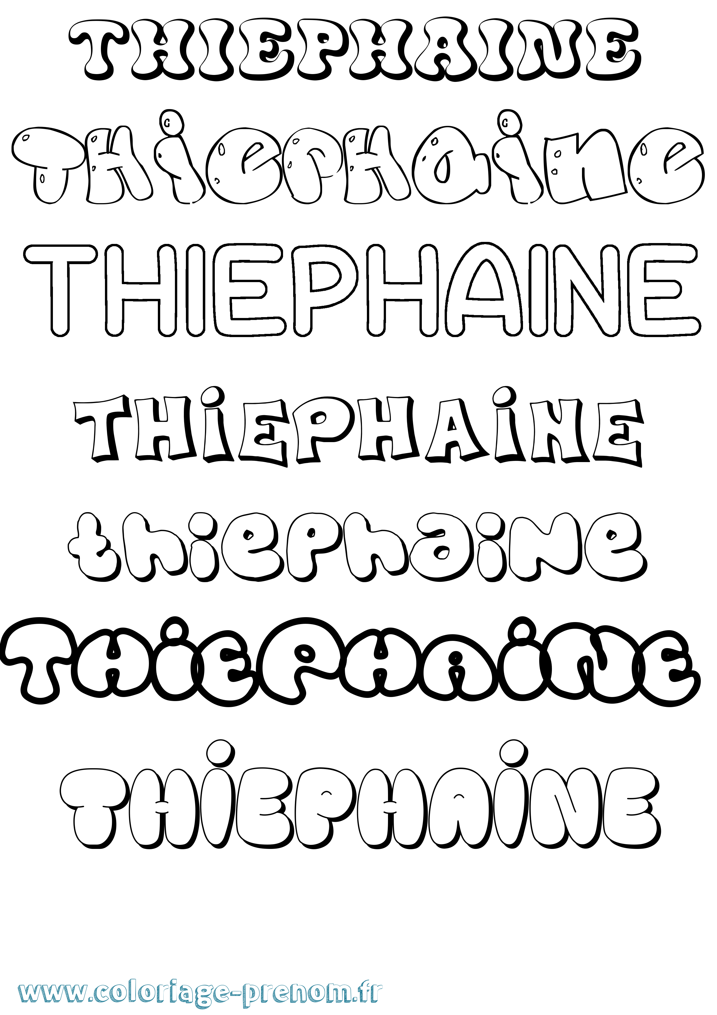 Coloriage Thiephaine Bubble Coloriage prénom Thiephaine Bubble