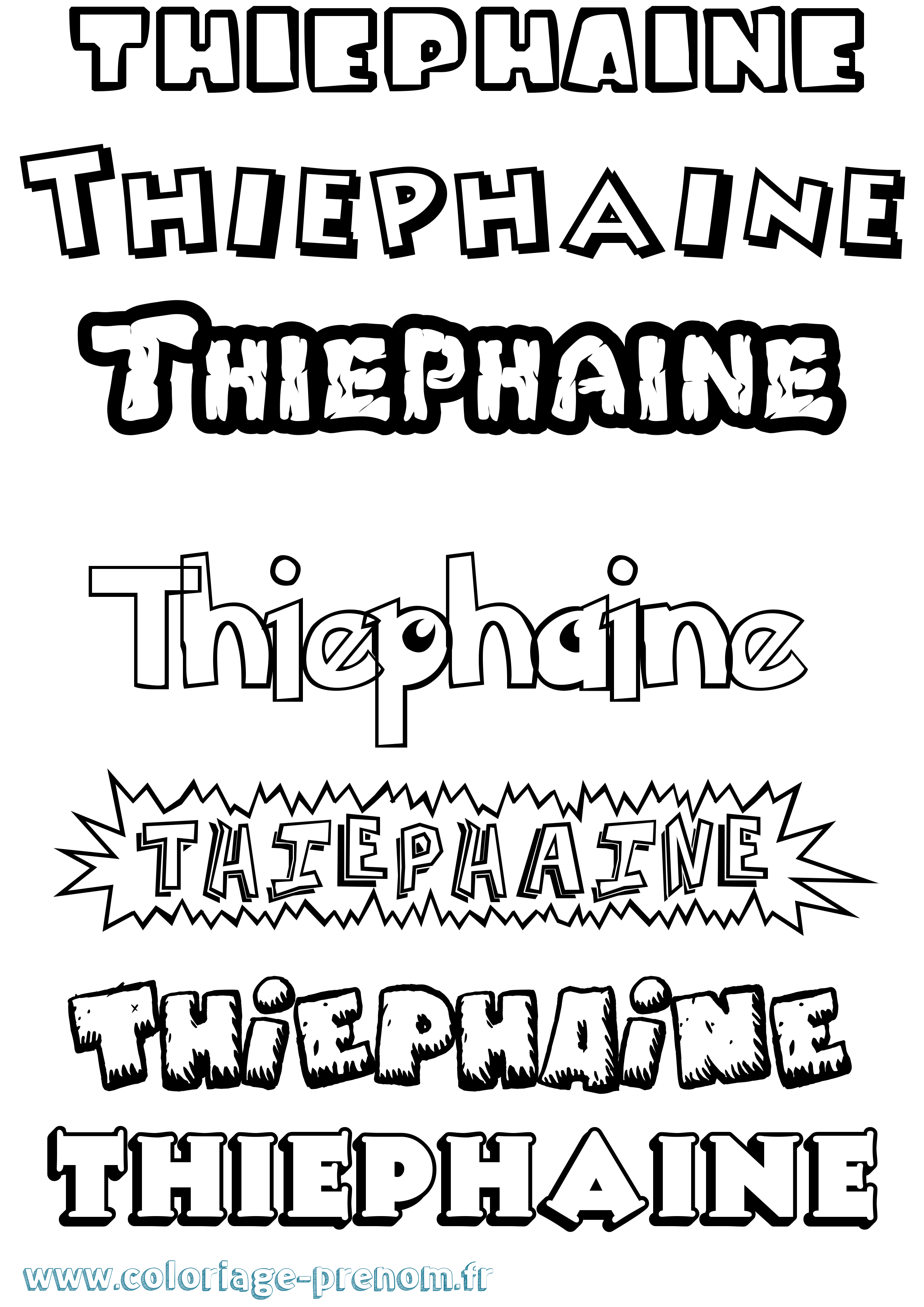 Coloriage Thiephaine Dessin Animé Coloriage prénom Thiephaine Dessin Animé