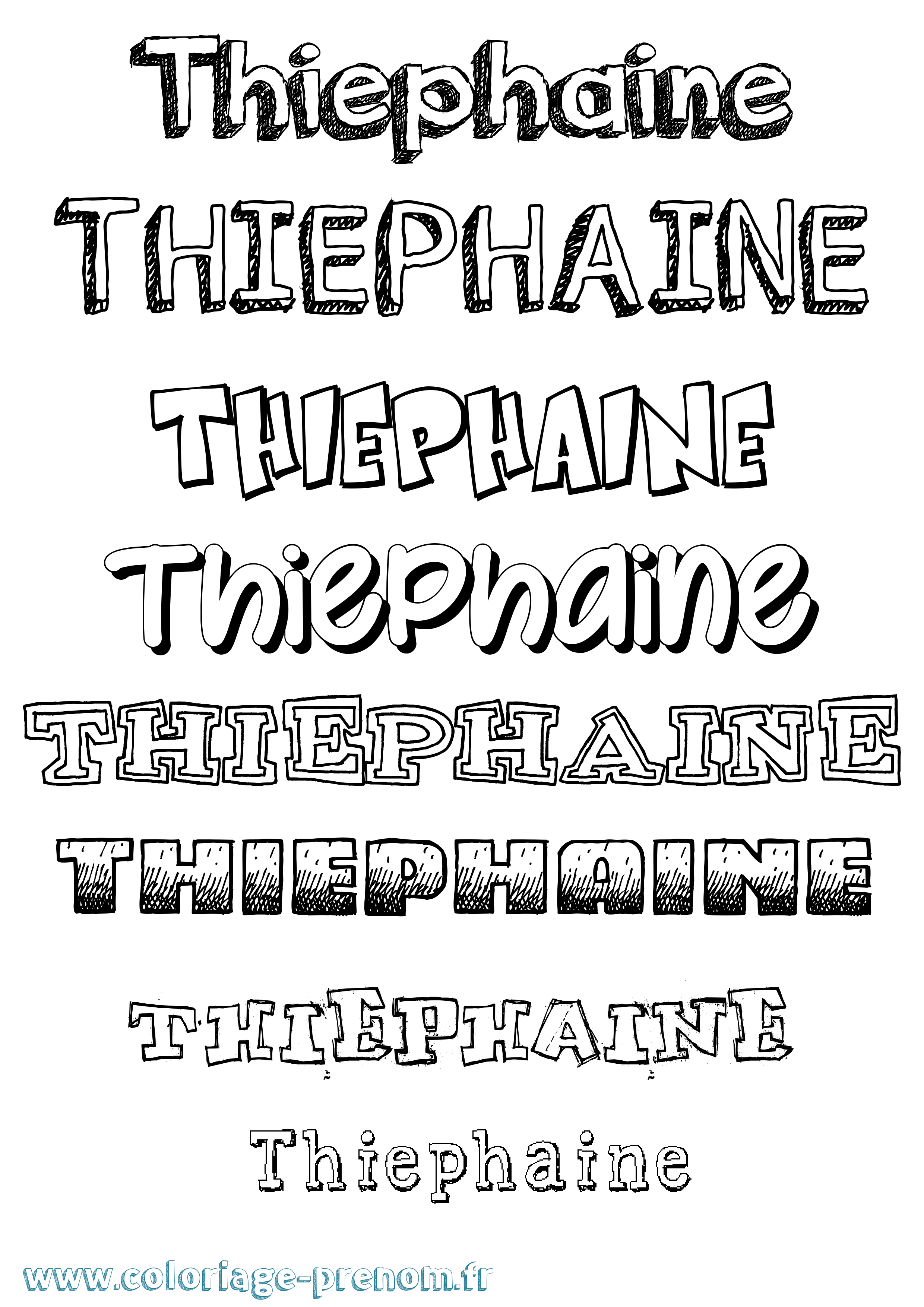 Coloriage Thiephaine Dessiné Coloriage prénom Thiephaine Dessiné