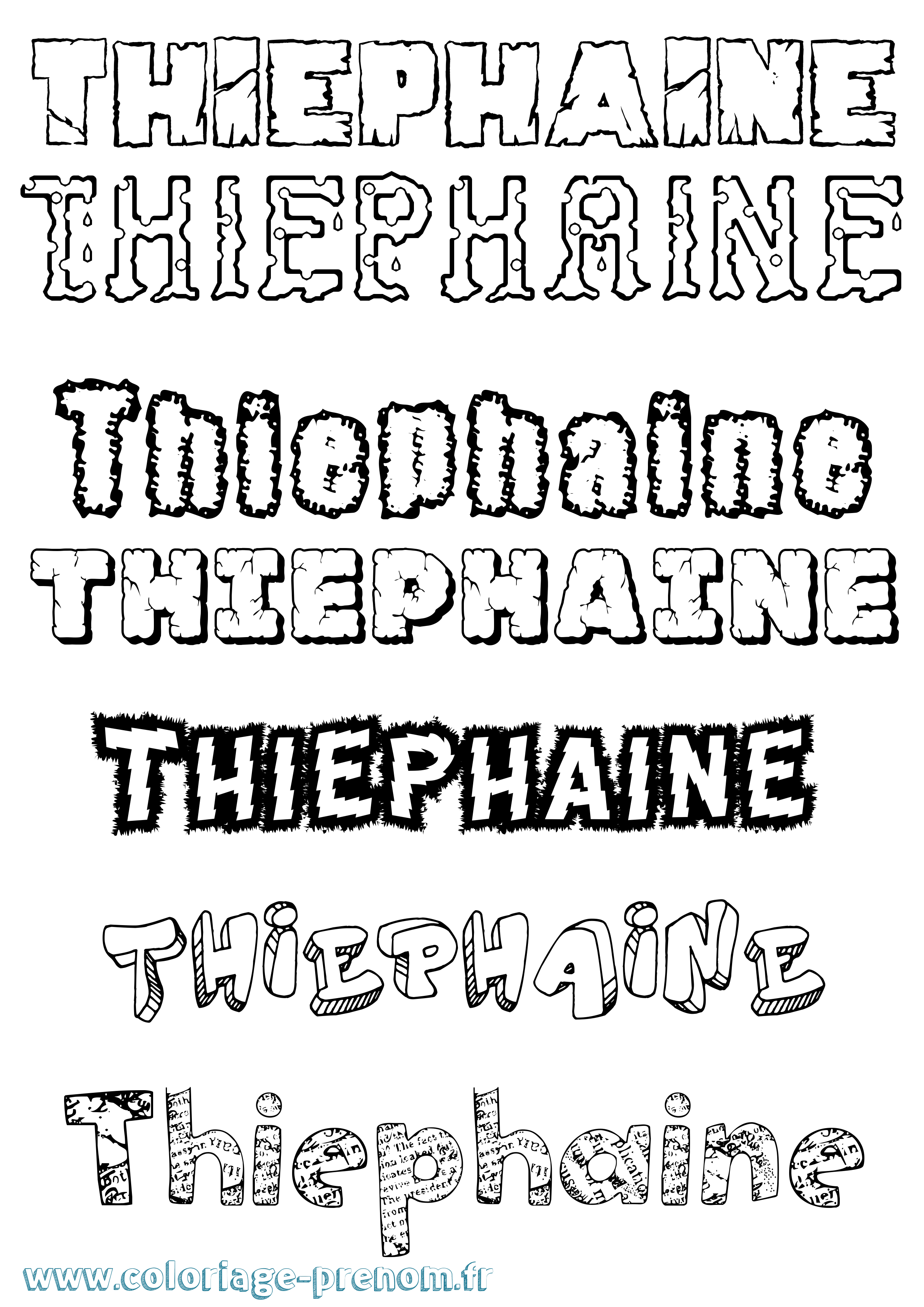 Coloriage Thiephaine Destructuré Coloriage prénom Thiephaine Destructuré