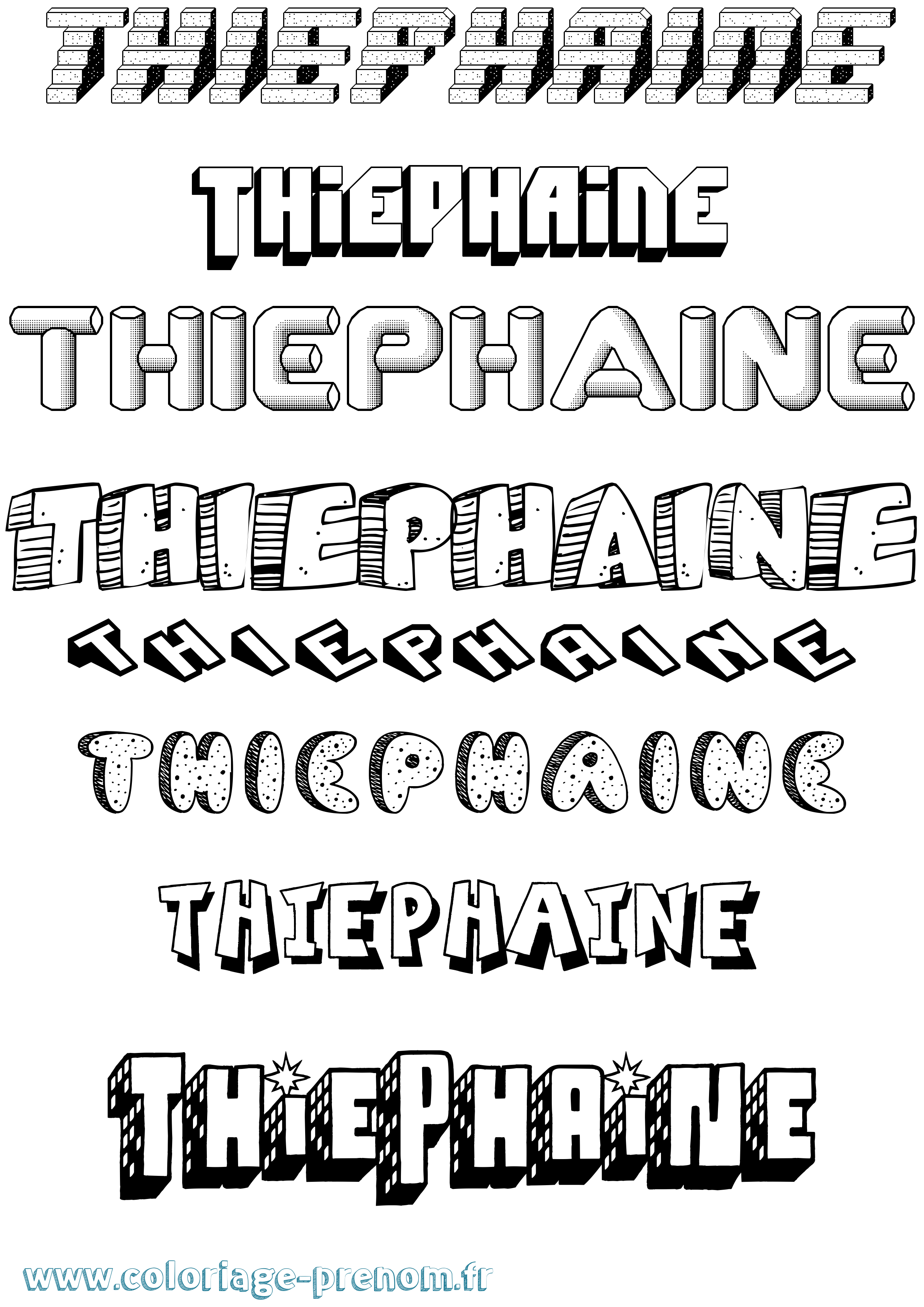 Coloriage Thiephaine Effet 3D Coloriage prénom Thiephaine Effet 3D