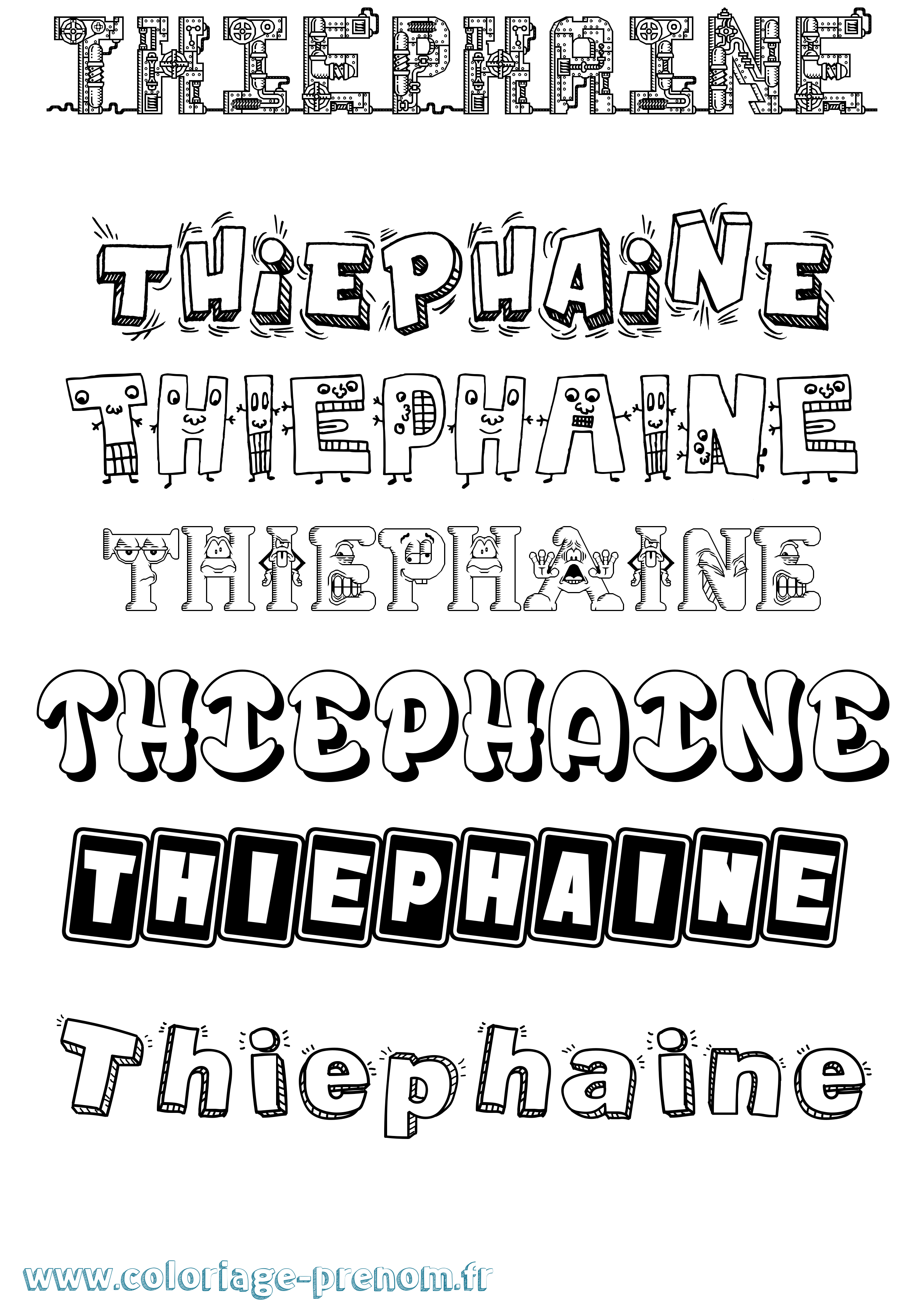 Coloriage Thiephaine Fun Coloriage prénom Thiephaine Fun