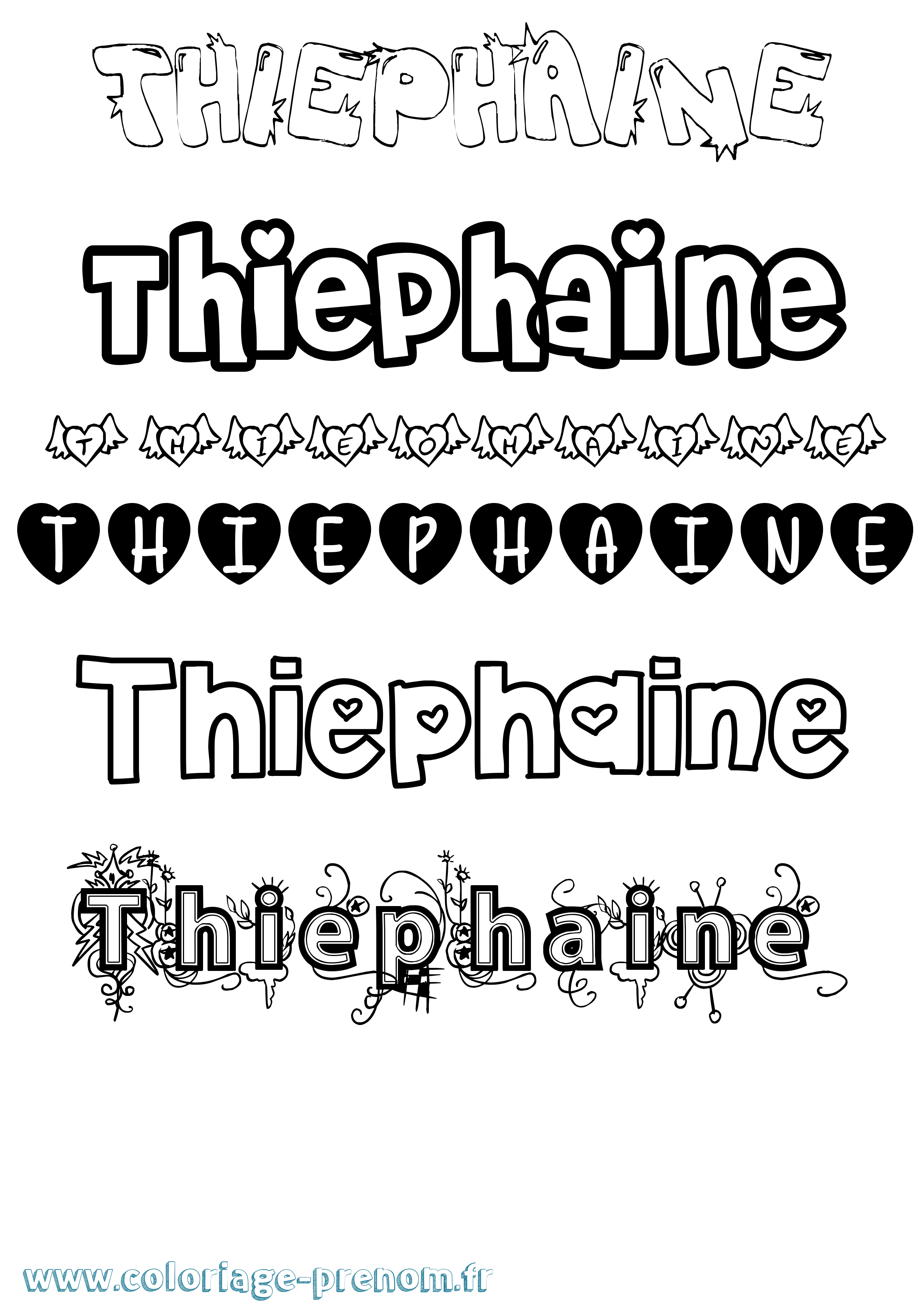 Coloriage Thiephaine Girly Coloriage prénom Thiephaine Girly