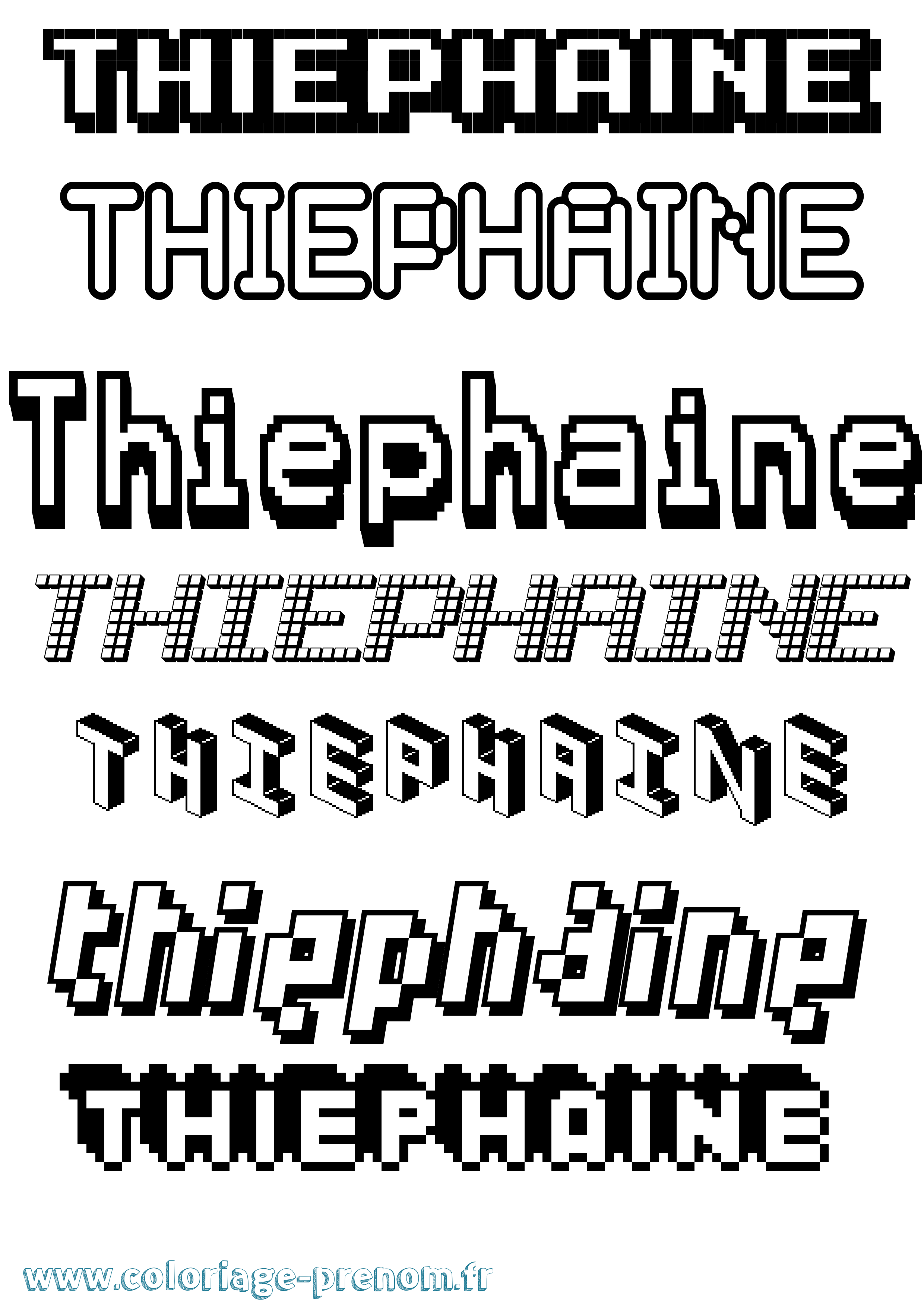 Coloriage Thiephaine Pixel Coloriage prénom Thiephaine Pixel