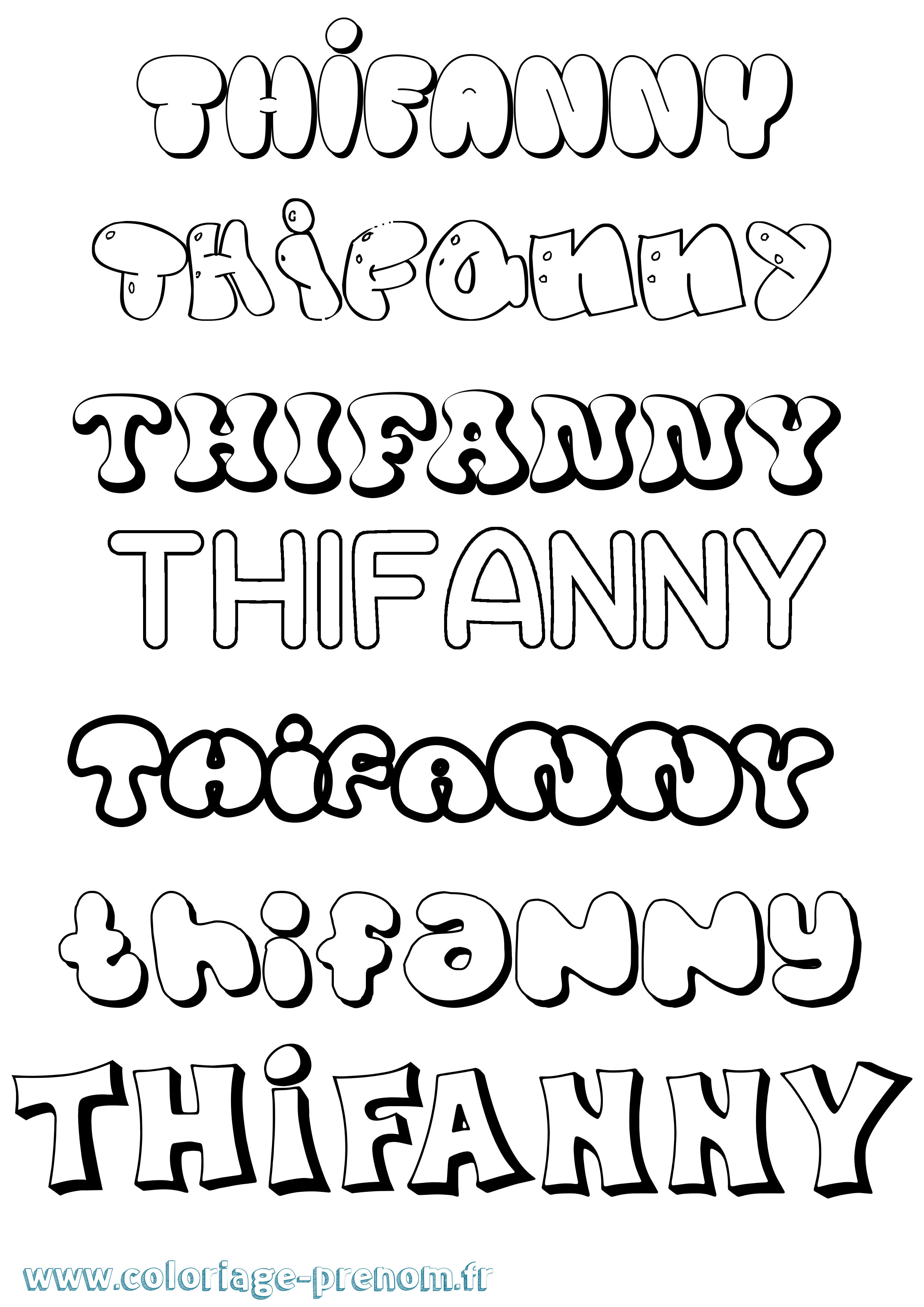 Coloriage prénom Thifanny Bubble