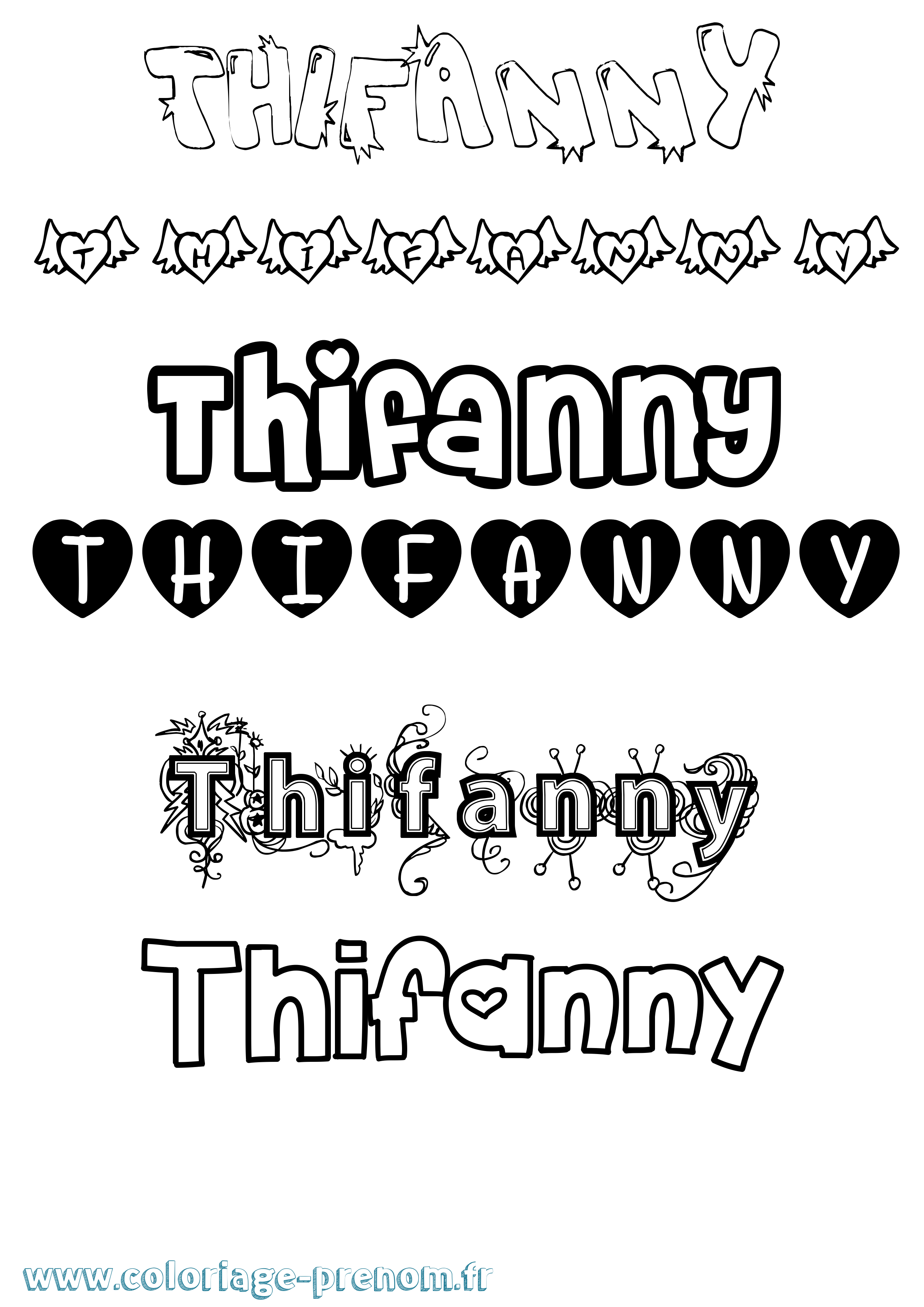Coloriage prénom Thifanny Girly
