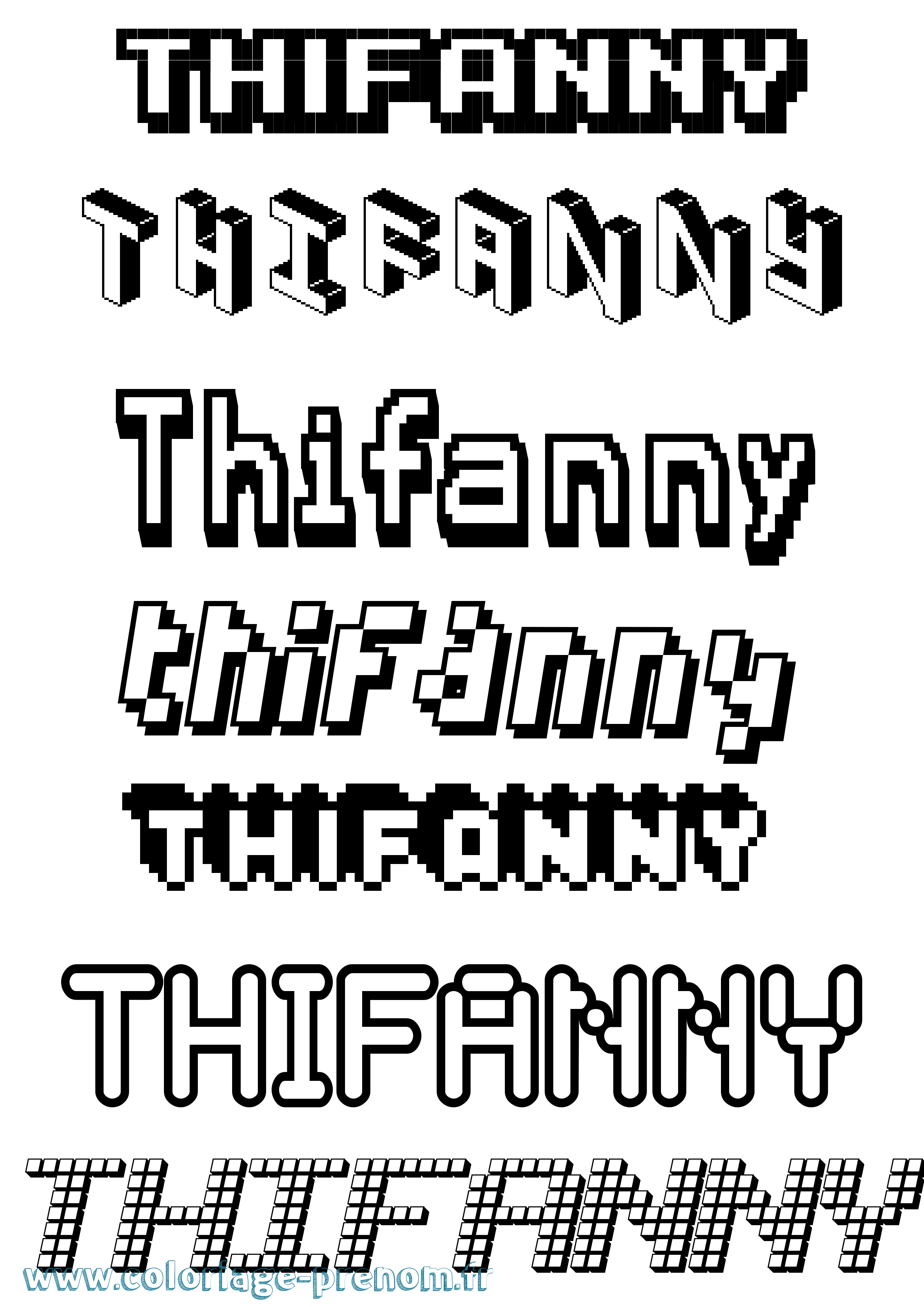 Coloriage prénom Thifanny Pixel