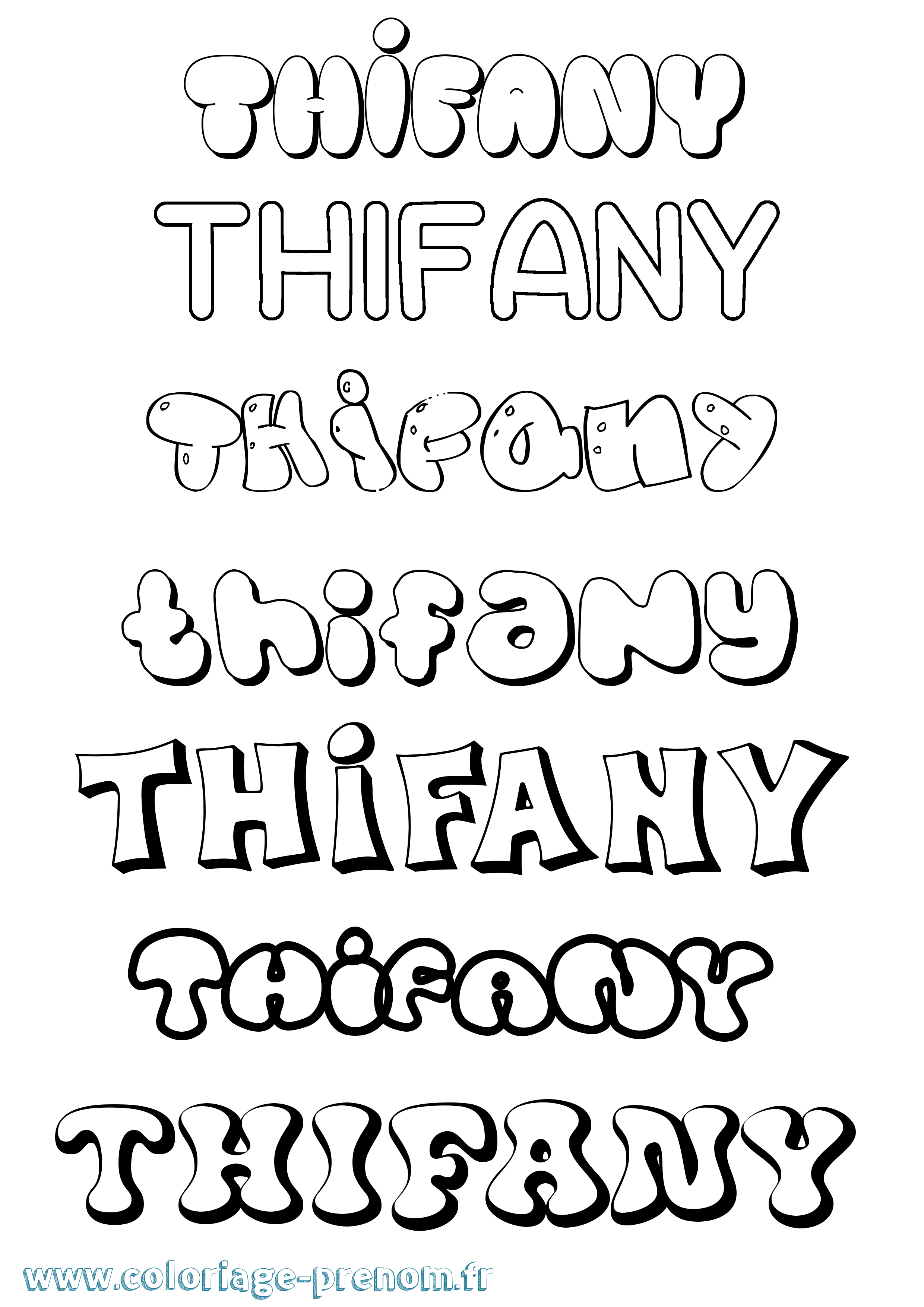 Coloriage prénom Thifany Bubble